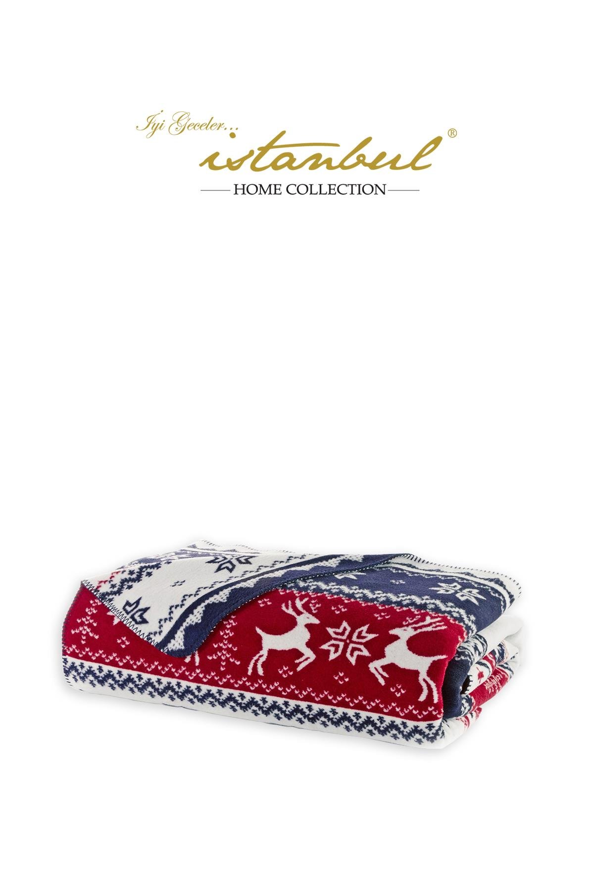 Snowy Çift Kişilik Pamuk Battaniye Kırmızı