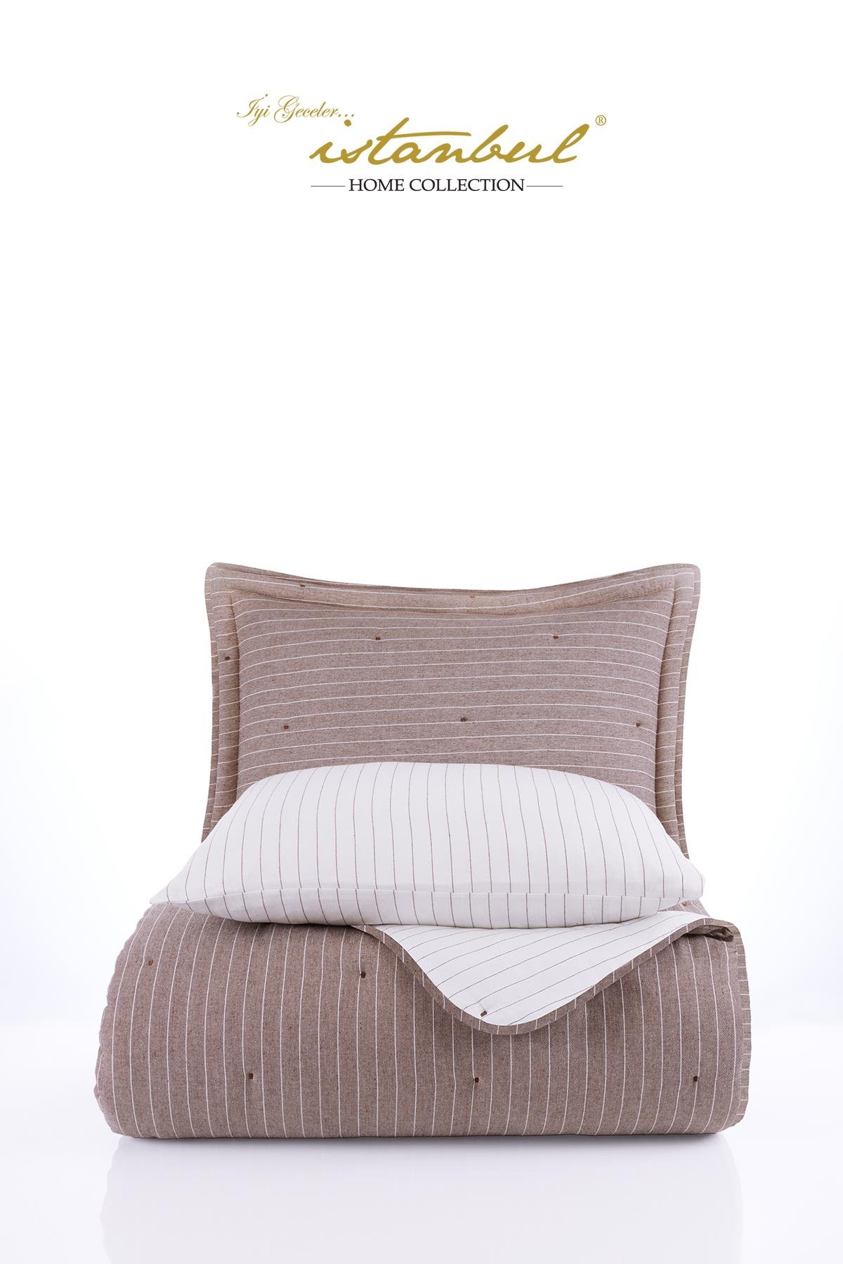 Soft Dreams  Çift Kişilik Natural Yatak Örtü Seti Kahve