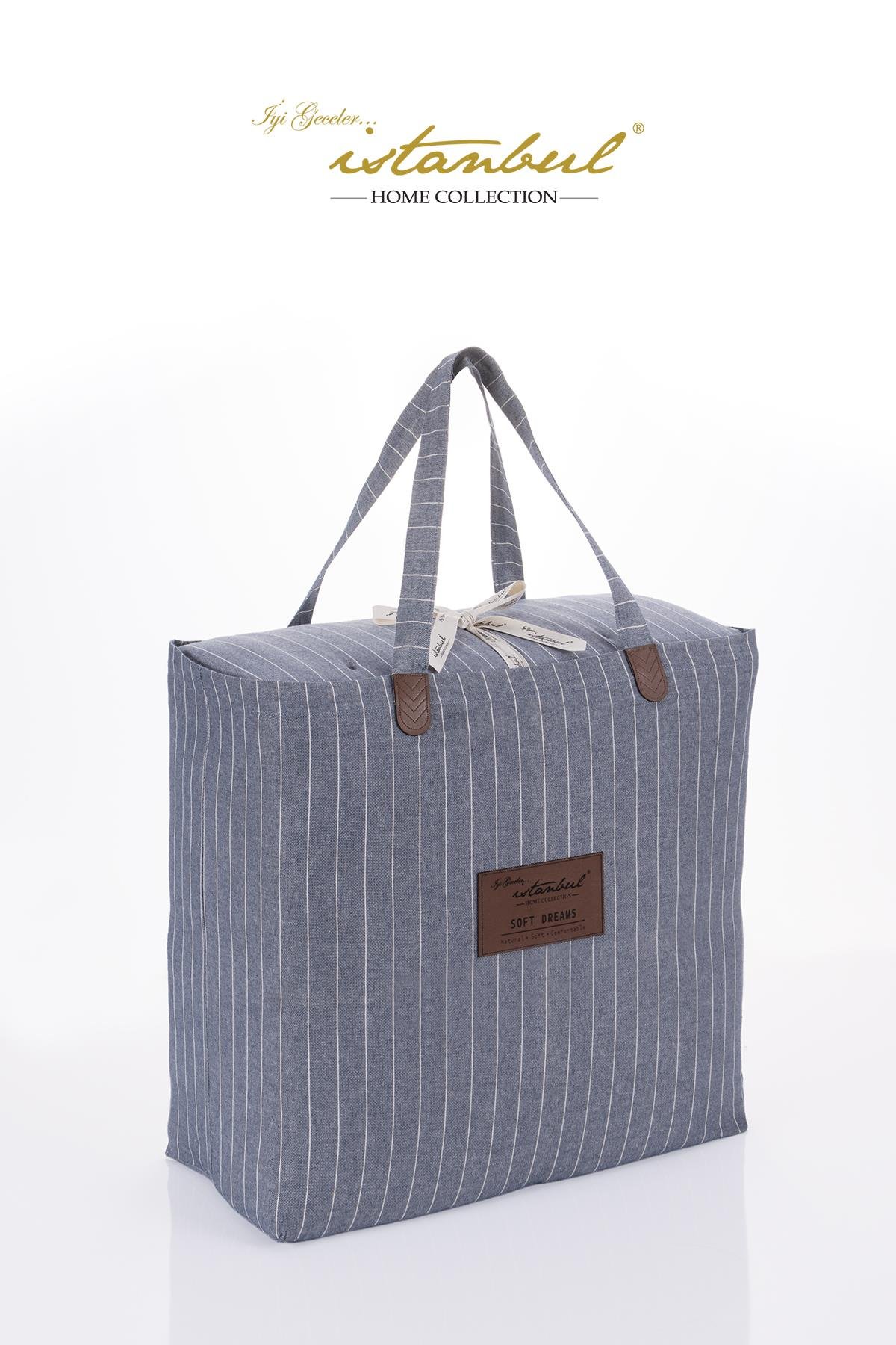 Soft Dreams  Tek Kişilik Natural Yatak Örtü Seti İndigo