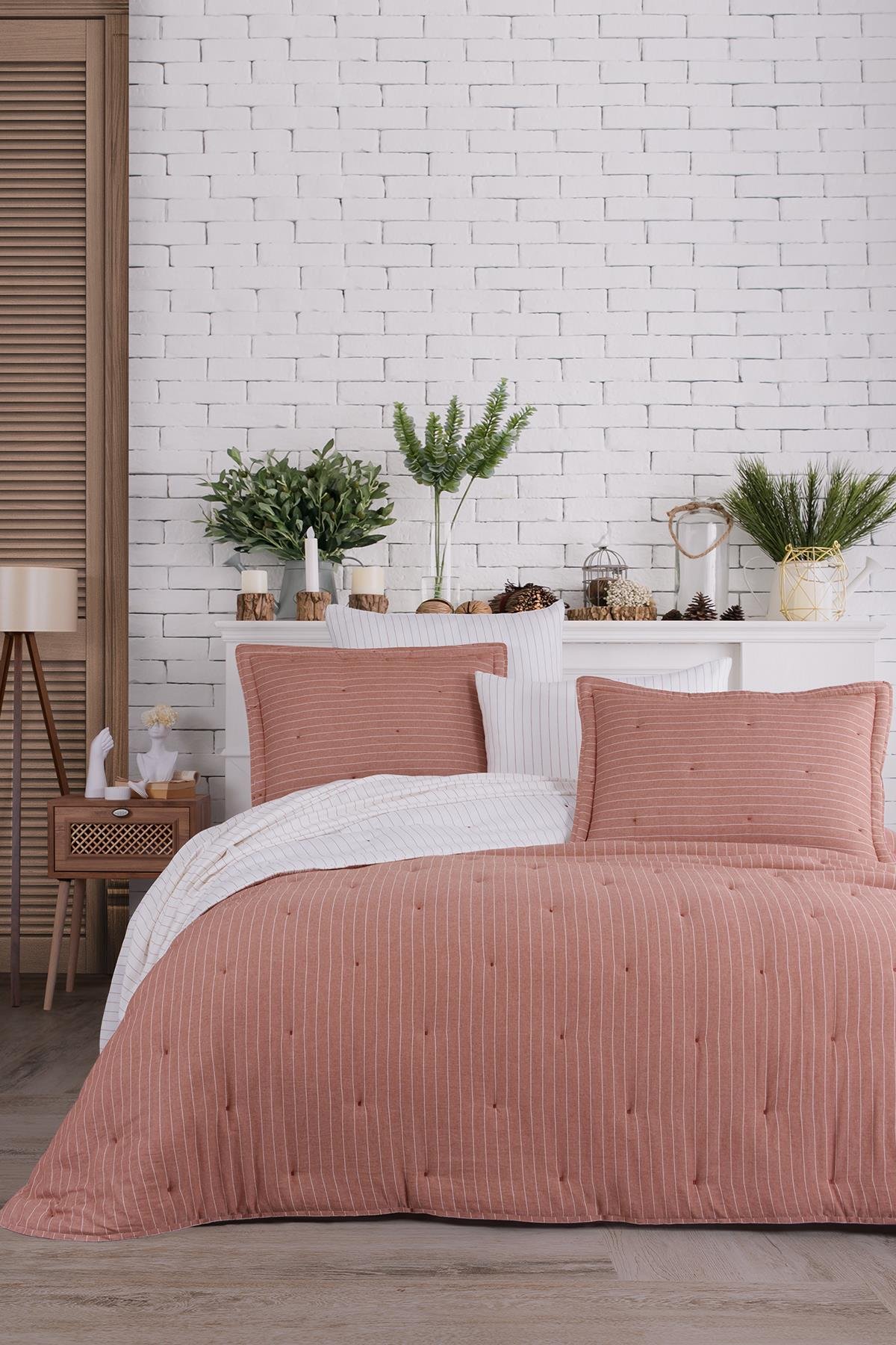 Soft Dreams  Tek Kişilik Natural Yatak Örtü Seti Kiremit