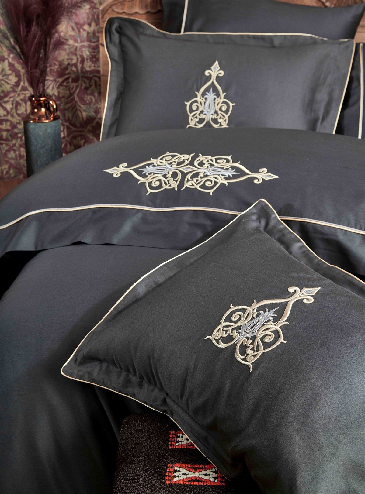Alya Çift Kişilik Nevresim Duvet Set 200X220 Antrasit