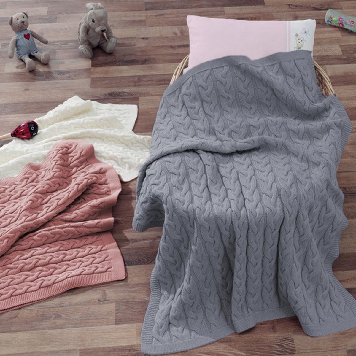 Bayb Love Org Pamuk Bebek Battaniye Gri