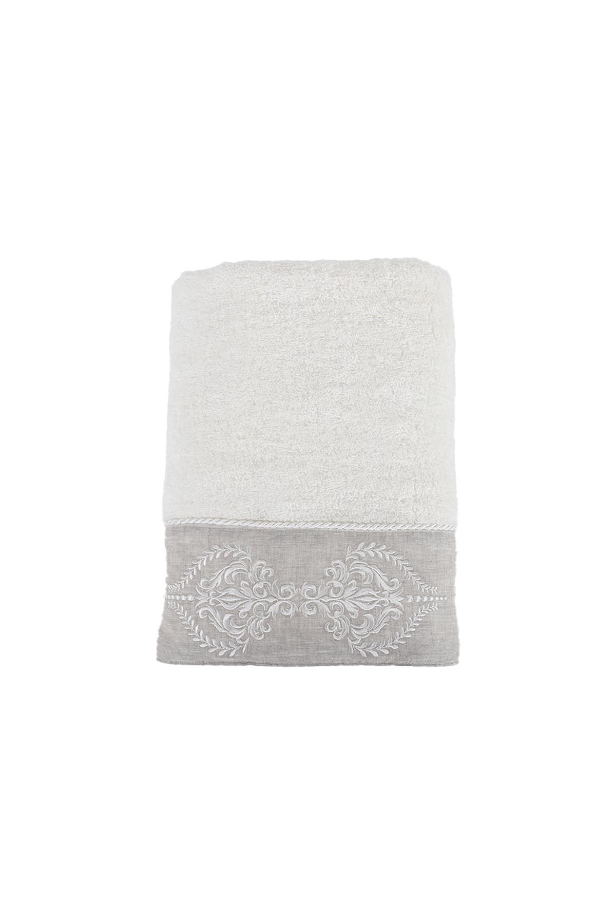 Ecocotton %100 Org Havlu 80*150 Hanzade Nakışlı Gümüş