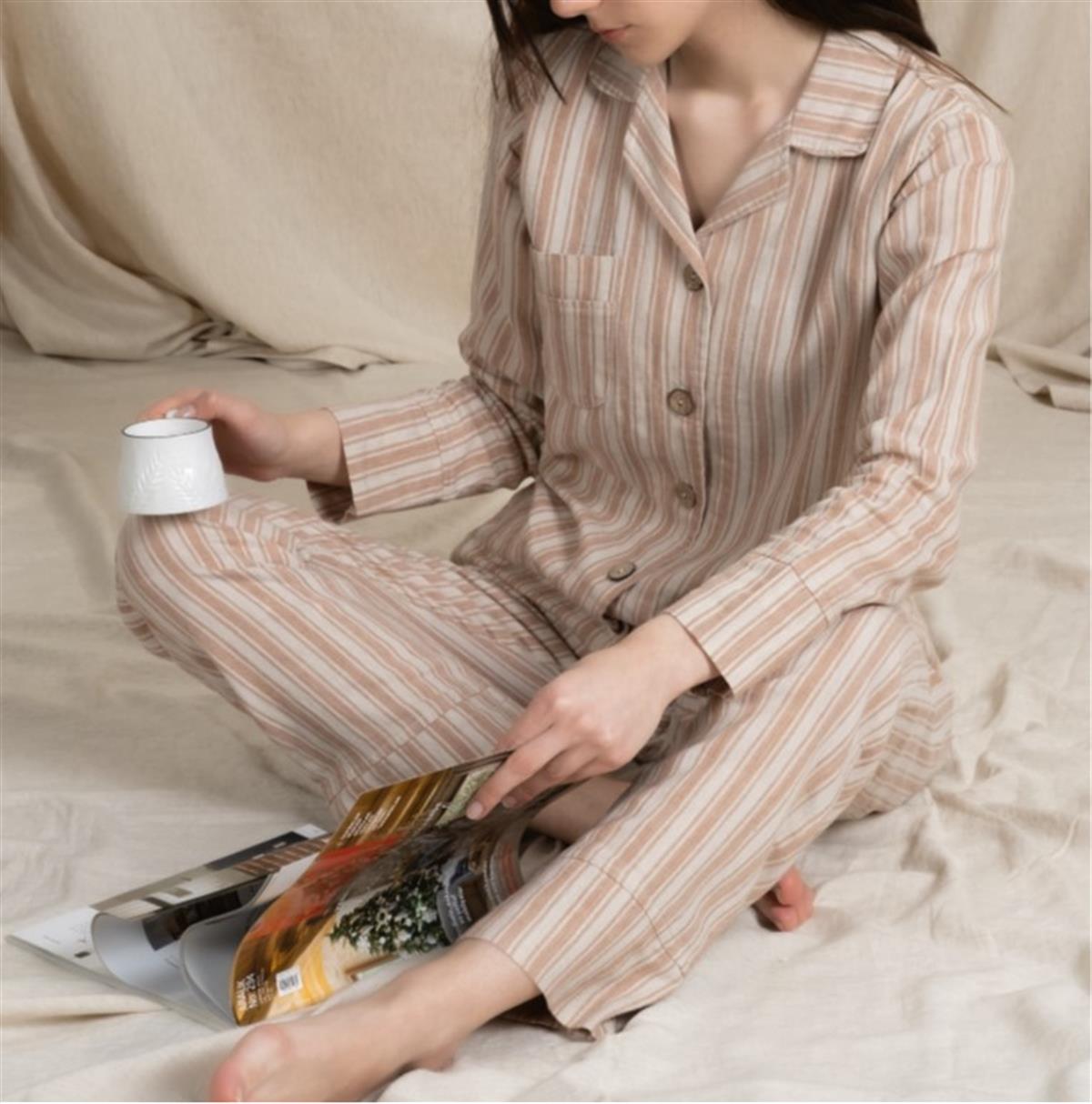 Ecocotton Ala Kadın Pijama Takımı %100 Organik Pamuk Keten Terra Terra