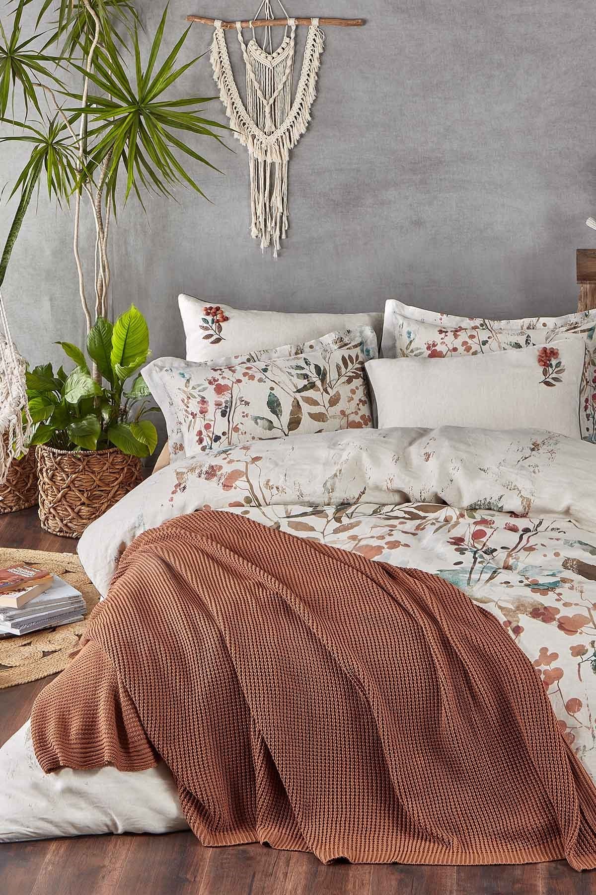 Ecocotton Alina Triko Battaniye Taba Çift Kişilik 200*220