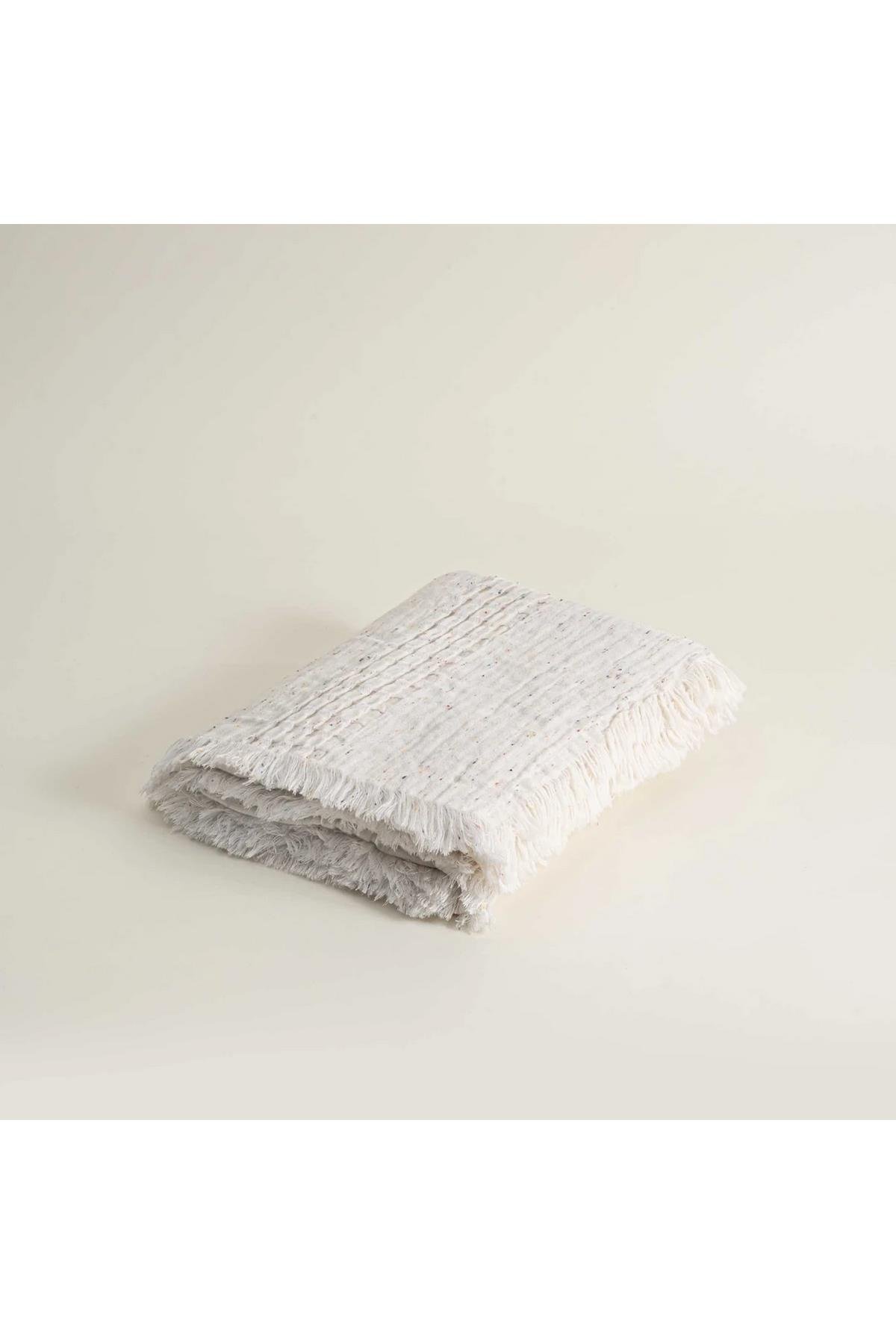 Ecocotton Alinda Bebek Yatak Örtüsü %100 Organik Pamuk Müslin Waffle Krem 120x170 Cm