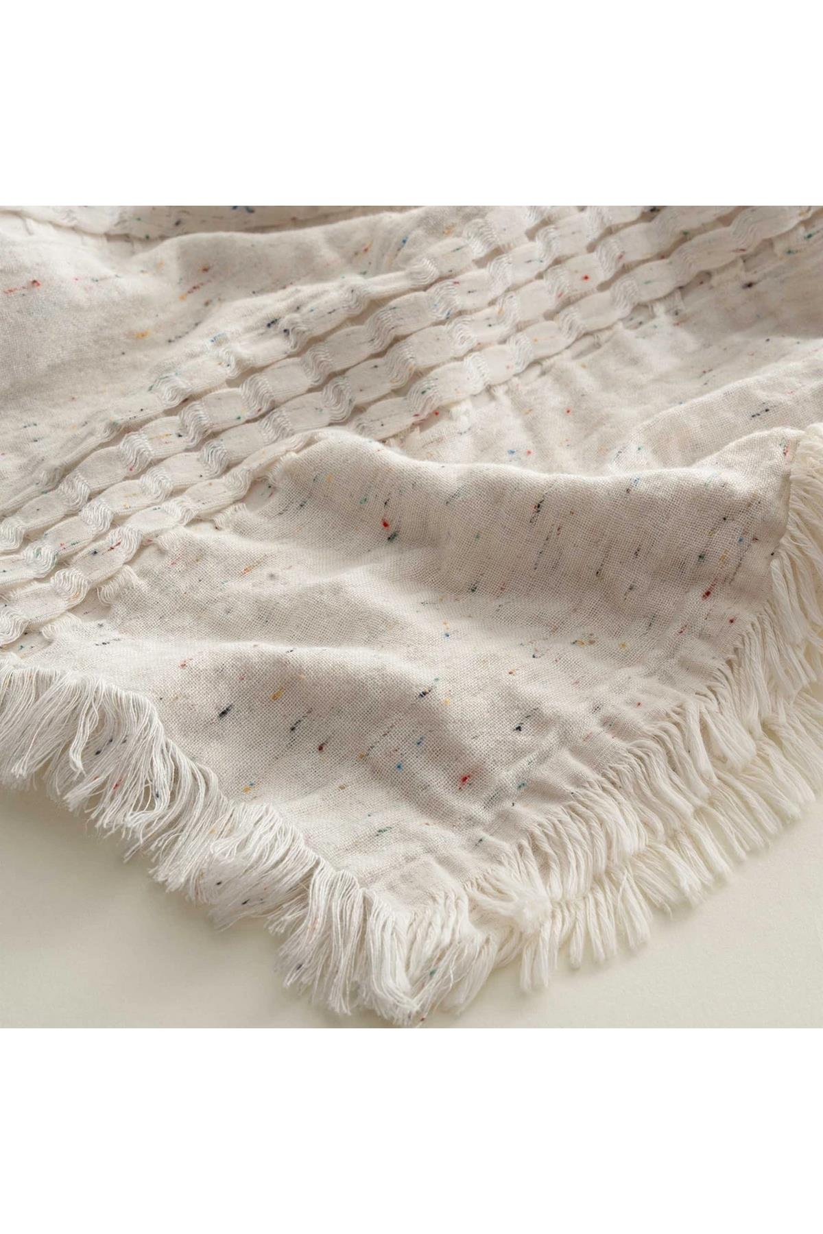 Ecocotton Alinda Bebek Yatak Örtüsü %100 Organik Pamuk Müslin Waffle Krem 120x170 Cm