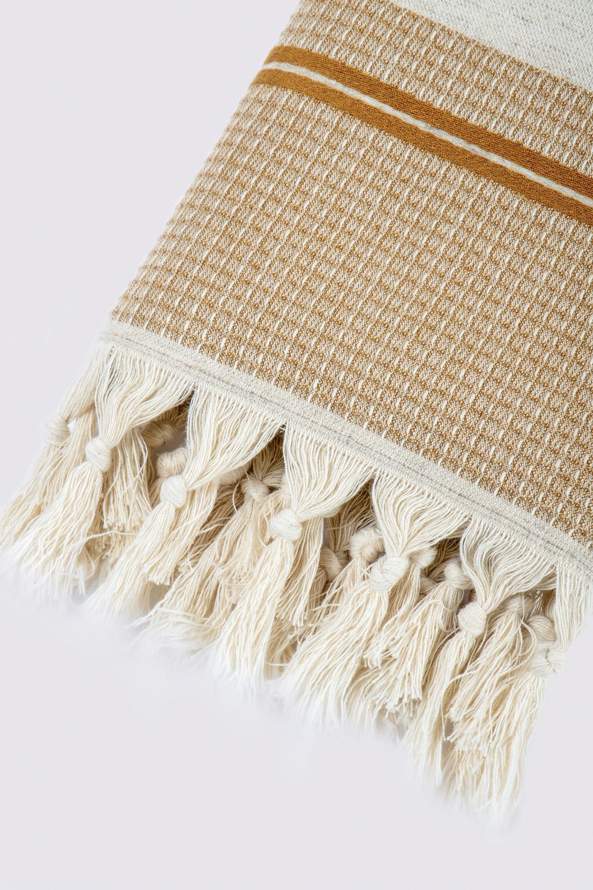 Ecocotton Arden Banyo Havlusu %100 Organik Pamuk Karışımlı Kenevir Havlu Hardal-Bej 80x150 Cm