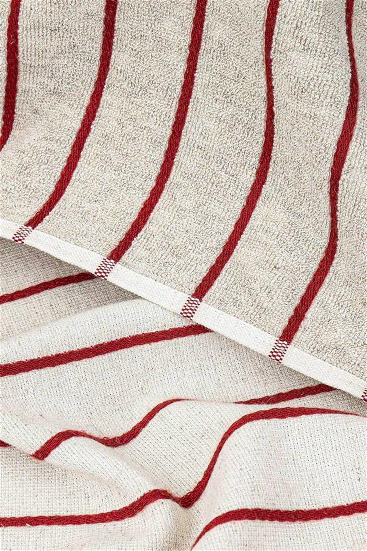 Ecocotton Arden Banyo Havlusu %100 Organik Pamuk Karışımlı Kenevir Havlu Kırmızı-Bej 80x150Cm