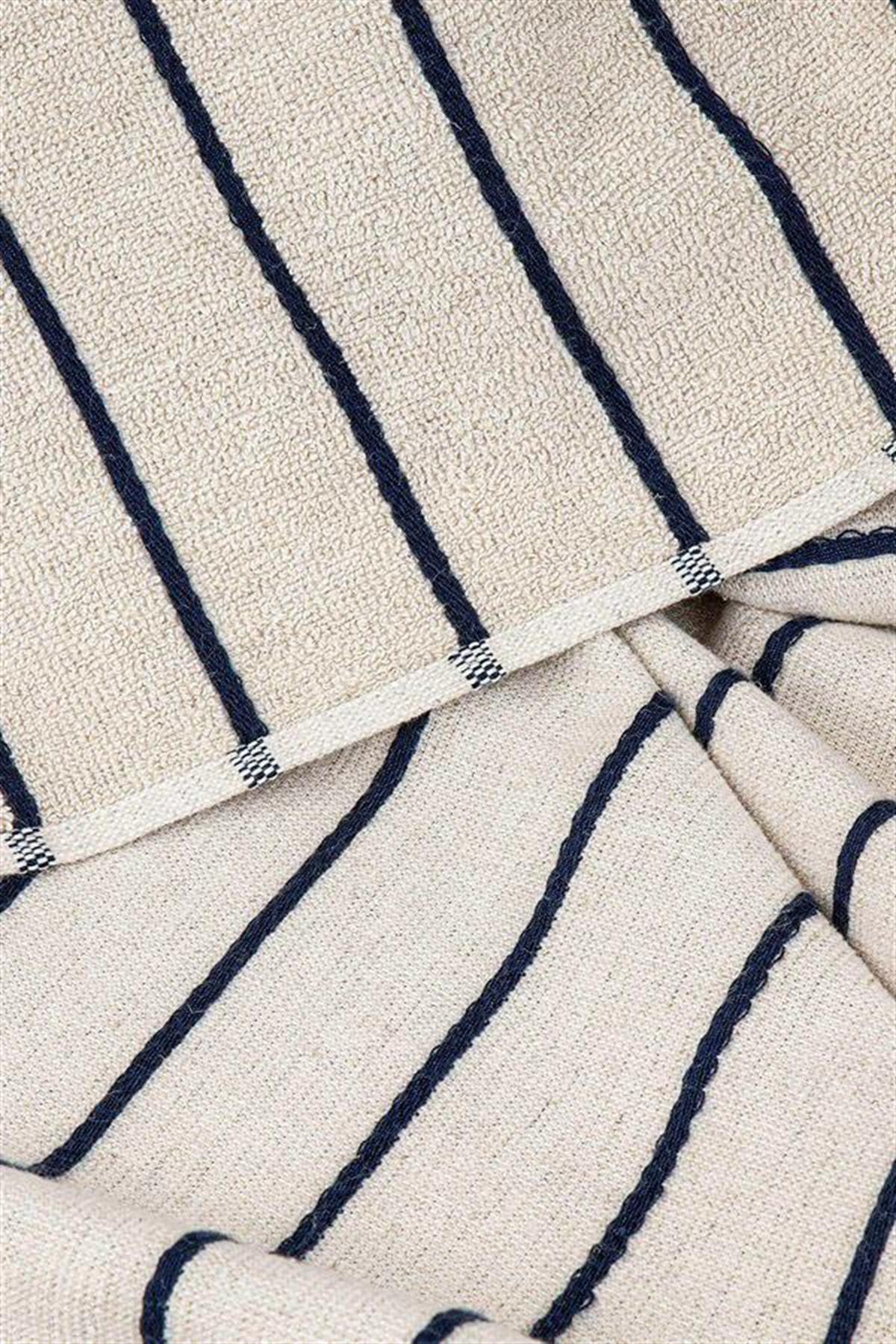 Ecocotton Arden El Yüz Havlusu %100 Organik Pamuk Karışımlı Kenevir Havlu Lacivert-Bej 50x90 Cm