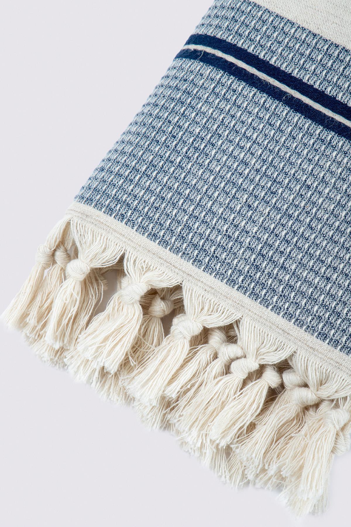 Ecocotton Arden El Yüz Havlusu %100 Organik Pamuk Karışımlı Kenevir Havlu Lacivert-Bej 50x90 Cm