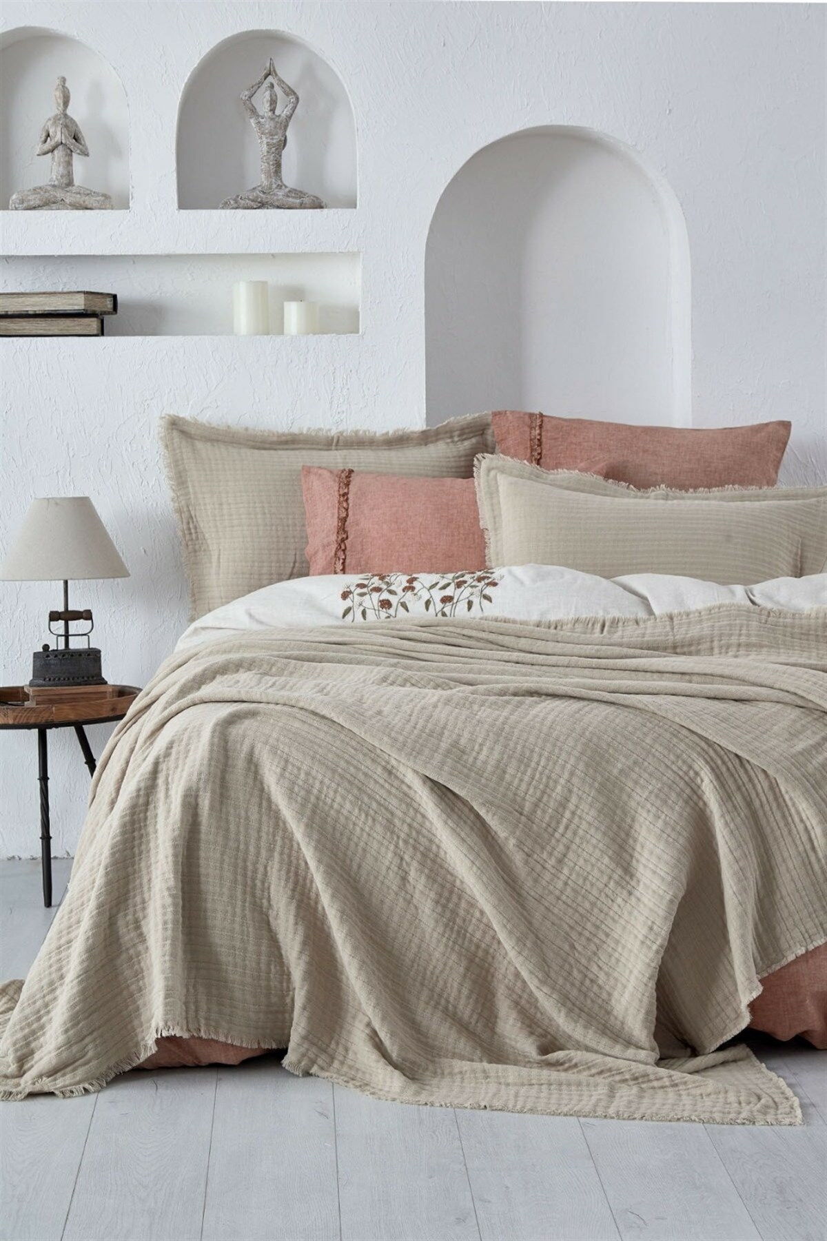 Ecocotton Armina Müslin Yatak Örtüsü Bej 220*240