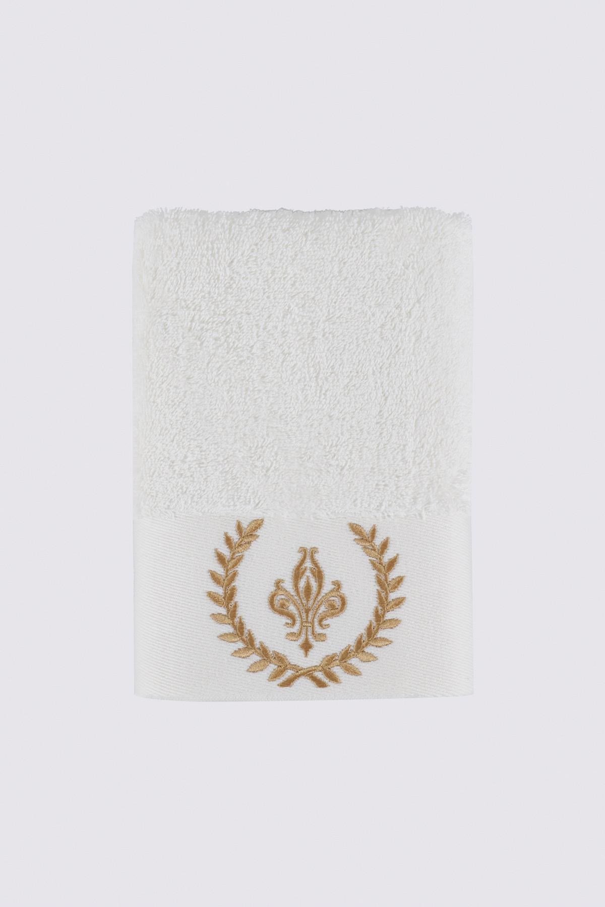 Ecocotton Aslışah El Yüz Havlusu Erkek %100 Organik Pamuk Nakışlı Krem 50x90 Cm