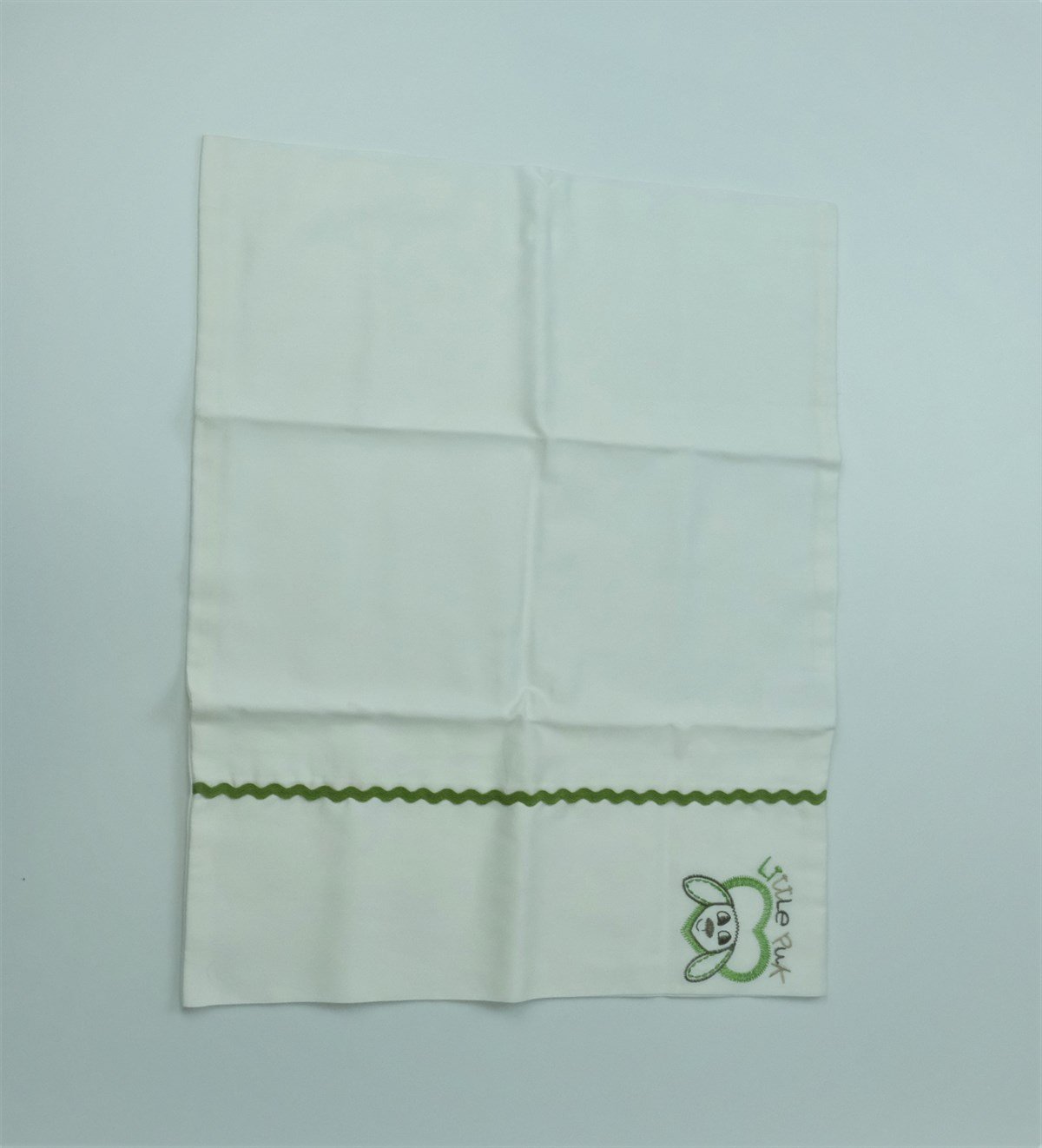 Ecocotton Bebek Yastık Kılıfı Ekru 30*30 Tavşan Nakışlı