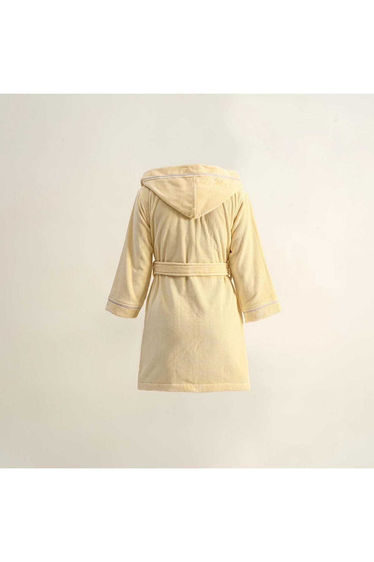 Ecocotton Carnaval Unisex Çocuk Bornoz %100 Organik PamukNakışlı Sarı