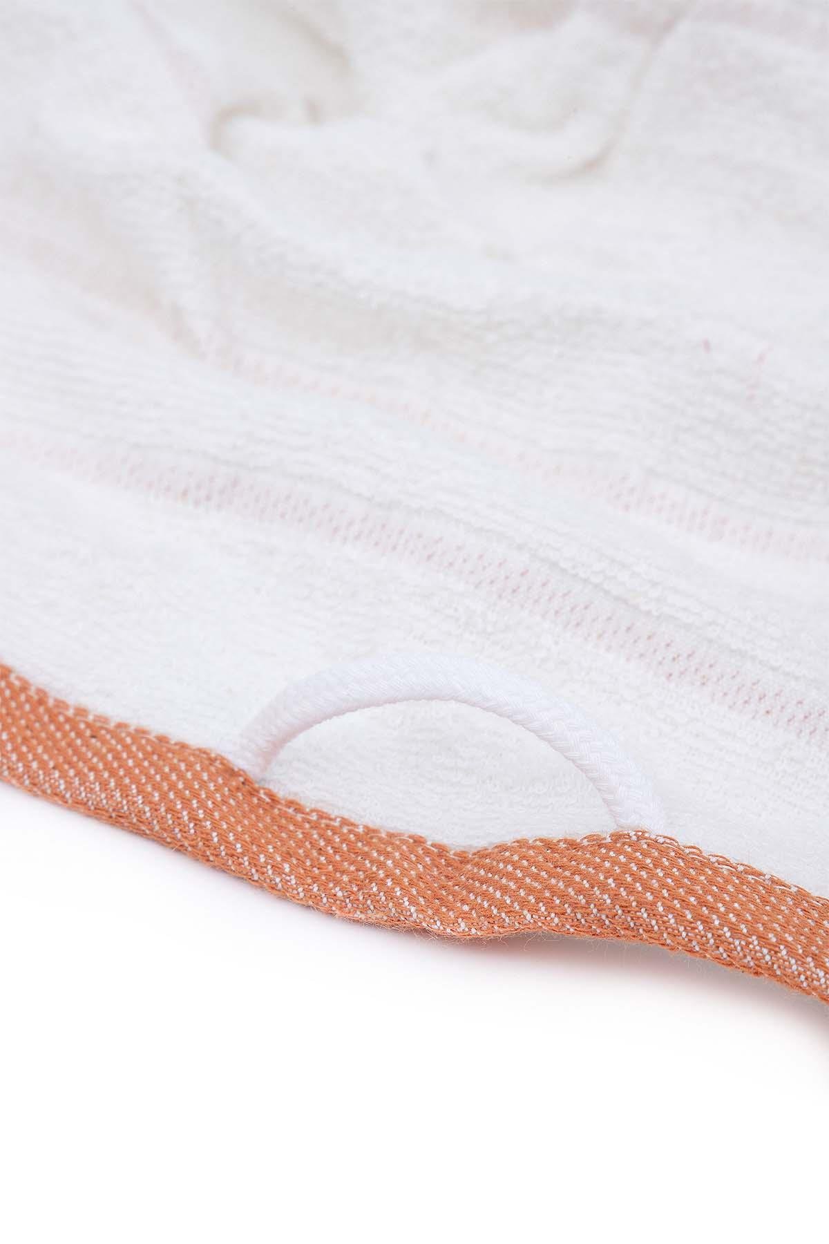 Ecocotton Elis 3'lü Kurulama Havlusu %100 Organik Pamuklu İplik Boyalı Özel Dokuma Terra-Krem 40X60 Cm