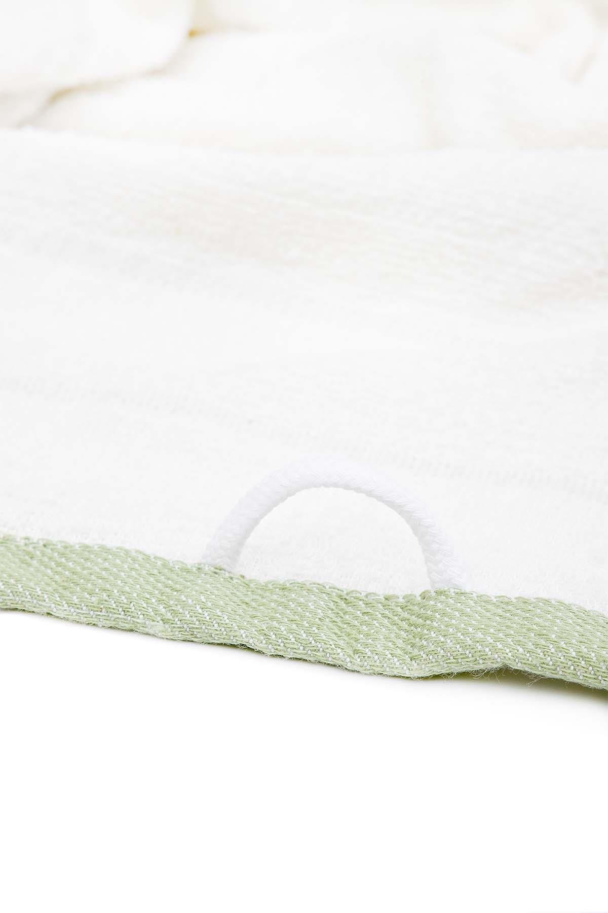 Ecocotton Elis 3'lü Kurulama Havlusu %100 Organik Pamuklu İplik Boyalı Özel Dokuma Açık Yeşil-Krem 40X60 Cm