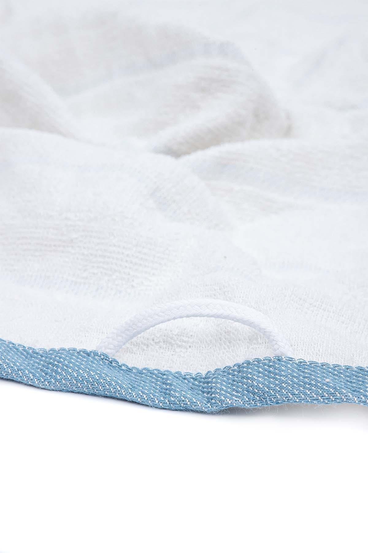 Ecocotton Elis 3'lü Kurulama Havlusu %100 Organik Pamuklu İplik Boyalı Özel Dokuma Açık Mavi-Krem 40X60 Cm