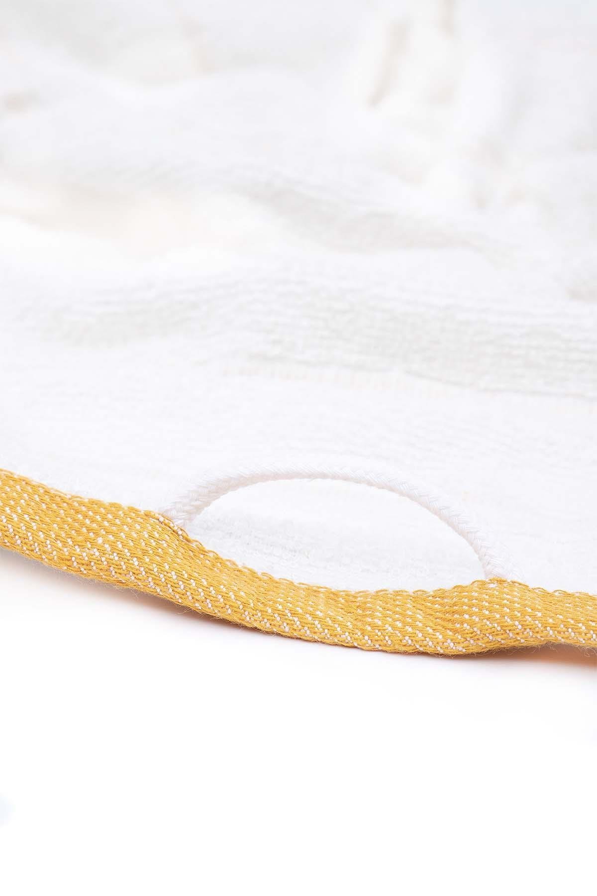 Ecocotton Elis 3'lü Kurulama Havlusu %100 Organik Pamuklu İplik Boyalı Özel Dokuma Sarı-Krem 40X60 Cm