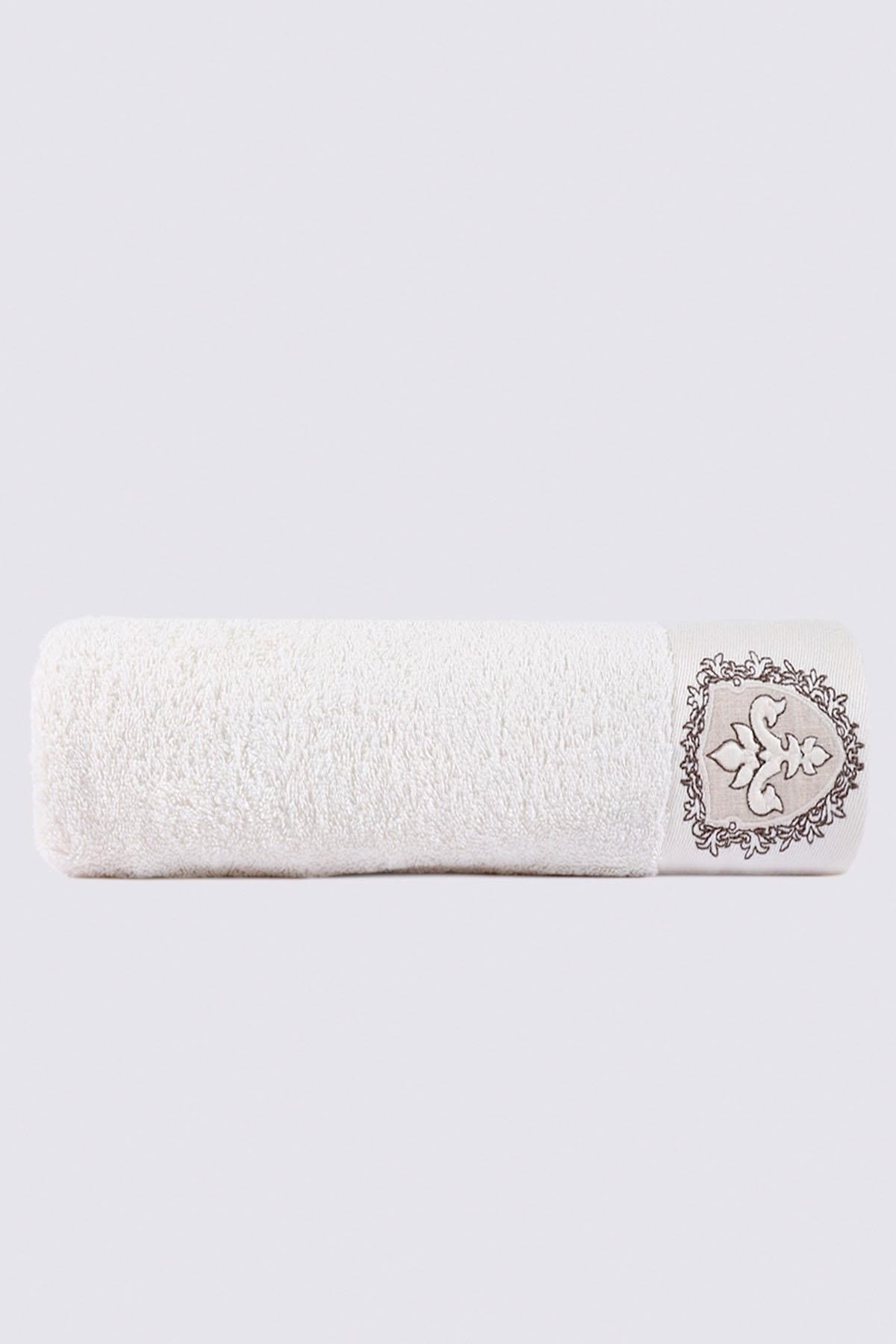 Ecocotton Ella Banyo Havlusu %100 Organik Pamuk Nakışlı Krem 80x150 Cm