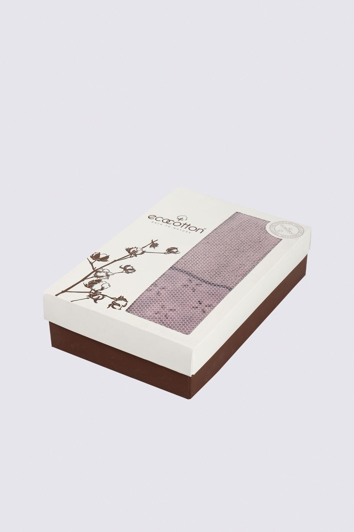 Ecocotton Ella El Yüz Havlusu %100 Organik Pamuk Brodeli Pudra 50x90 Cm