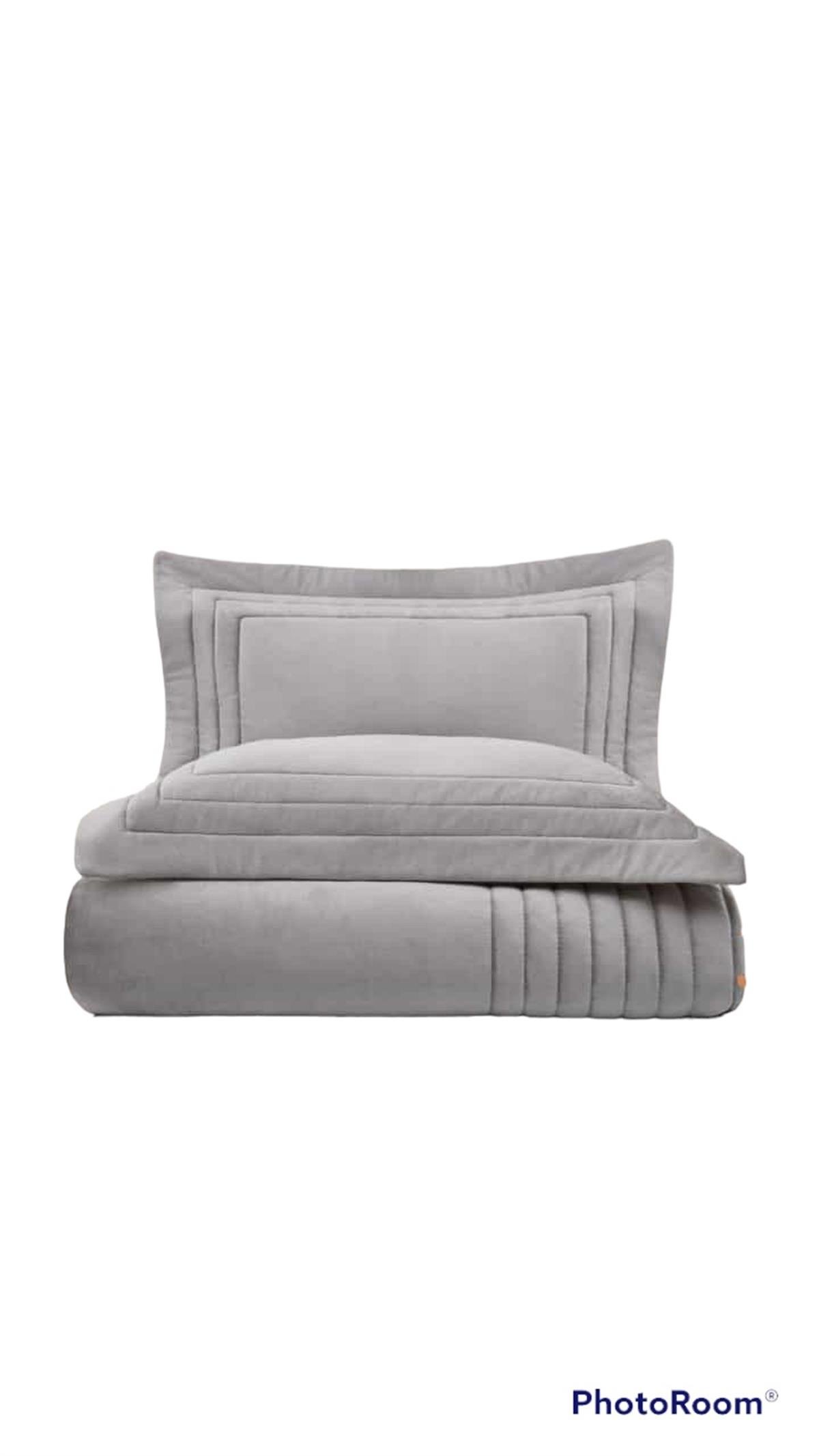 Ecocotton Feza Çift Kişilik Yatak Örtüsü Takımı %50 Pamuk %50 Polyester Açık Gri 240x260 Cm