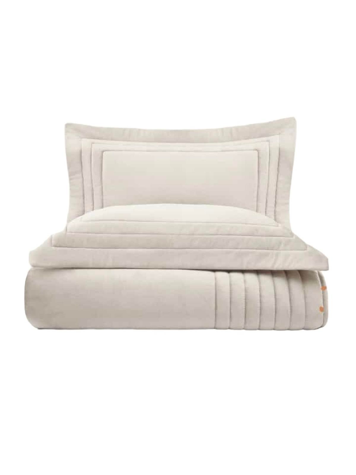 Ecocotton Feza Çift Kişilik Yatak Örtüsü Takımı %50 Pamuk %50 Polyester Krem 240x260 Cm