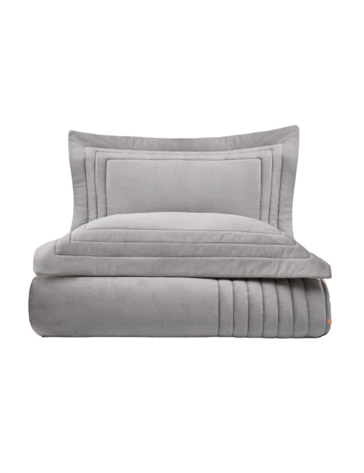 Ecocotton Feza Çift Kişilik Yatak Örtüsü Takımı %50 Pamuk %50 Polyester Açık Gri 240x260 Cm