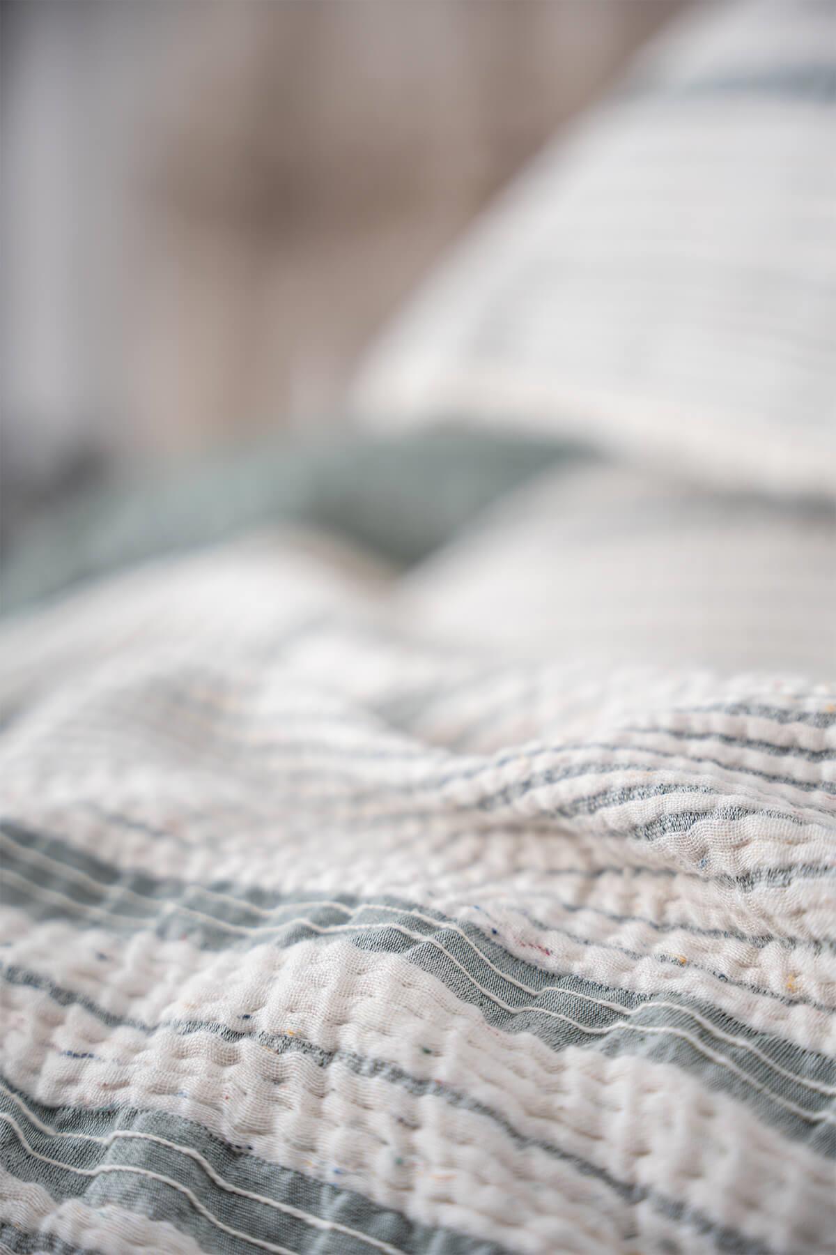 Ecocotton Hivda Çift Kişilik Yatak Örtüsü %100 Organik Pamuk Müslin Dolgulu Yeşil 240X260 Cm