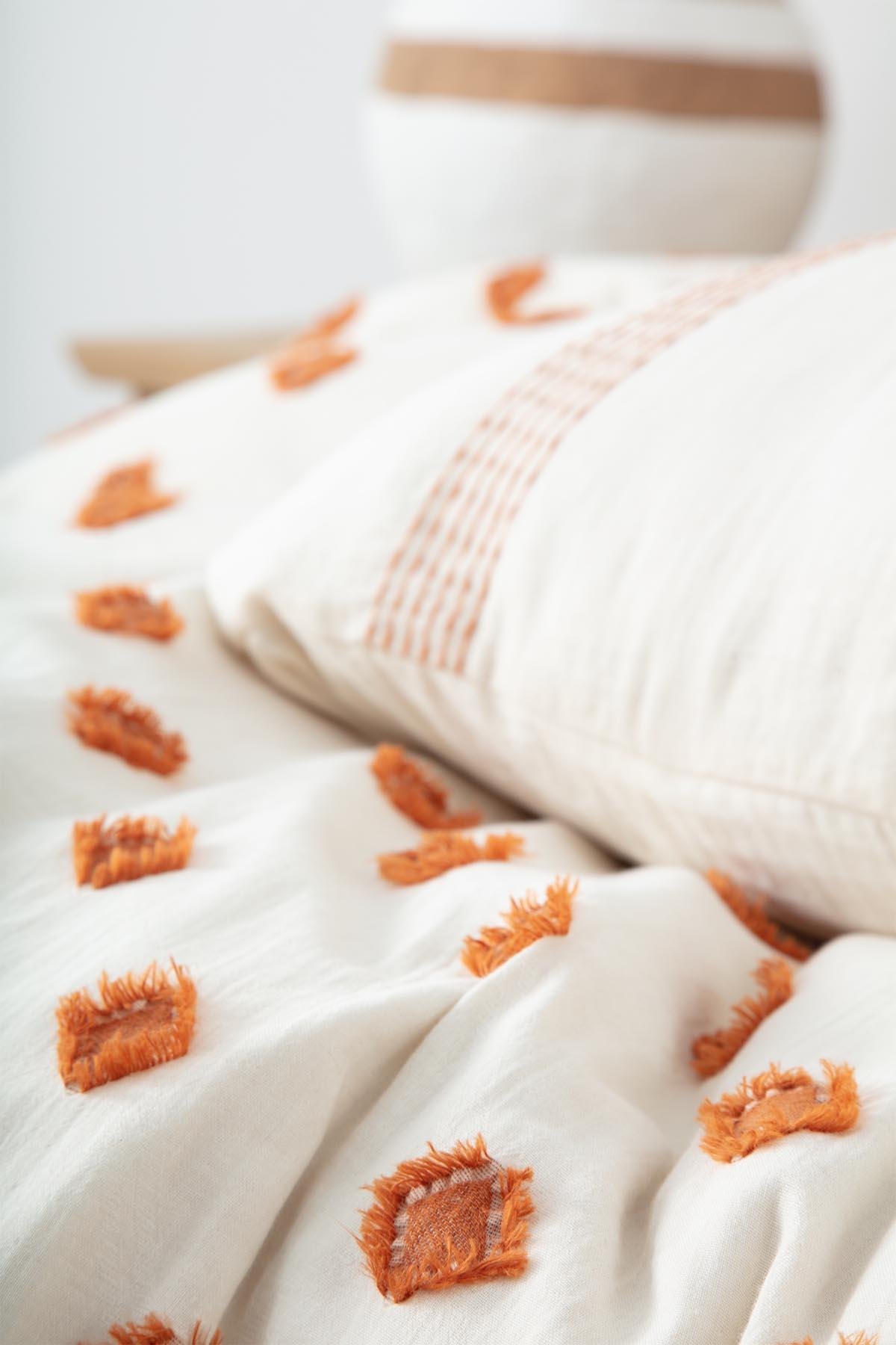 Ecocotton İmre Çift Kişilik Nevresim Takımı %100 Organik Pamuk Müslin Terra 200x220 Cm
