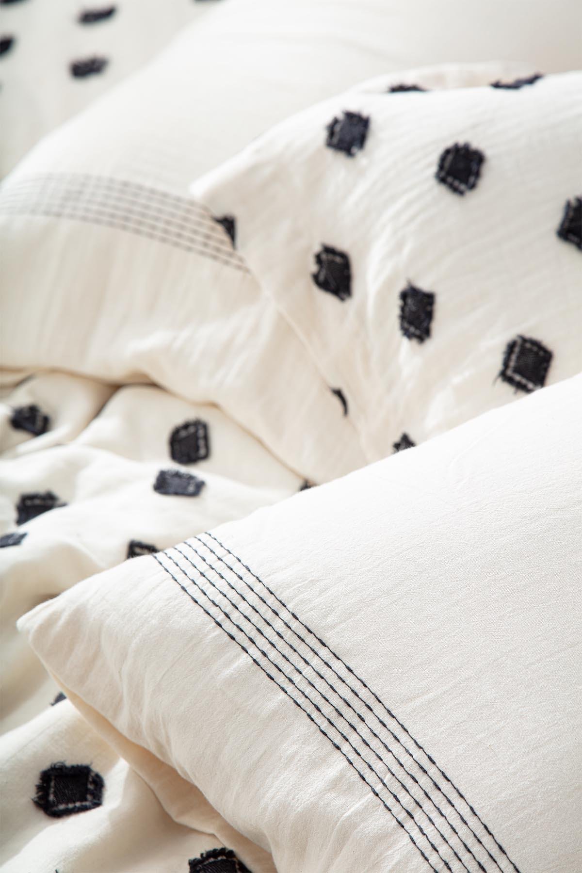 Ecocotton İmre Çift Kişilik Nevresim Takımı %100 Organik Pamuk Müslin Siyah 200x220 Cm
