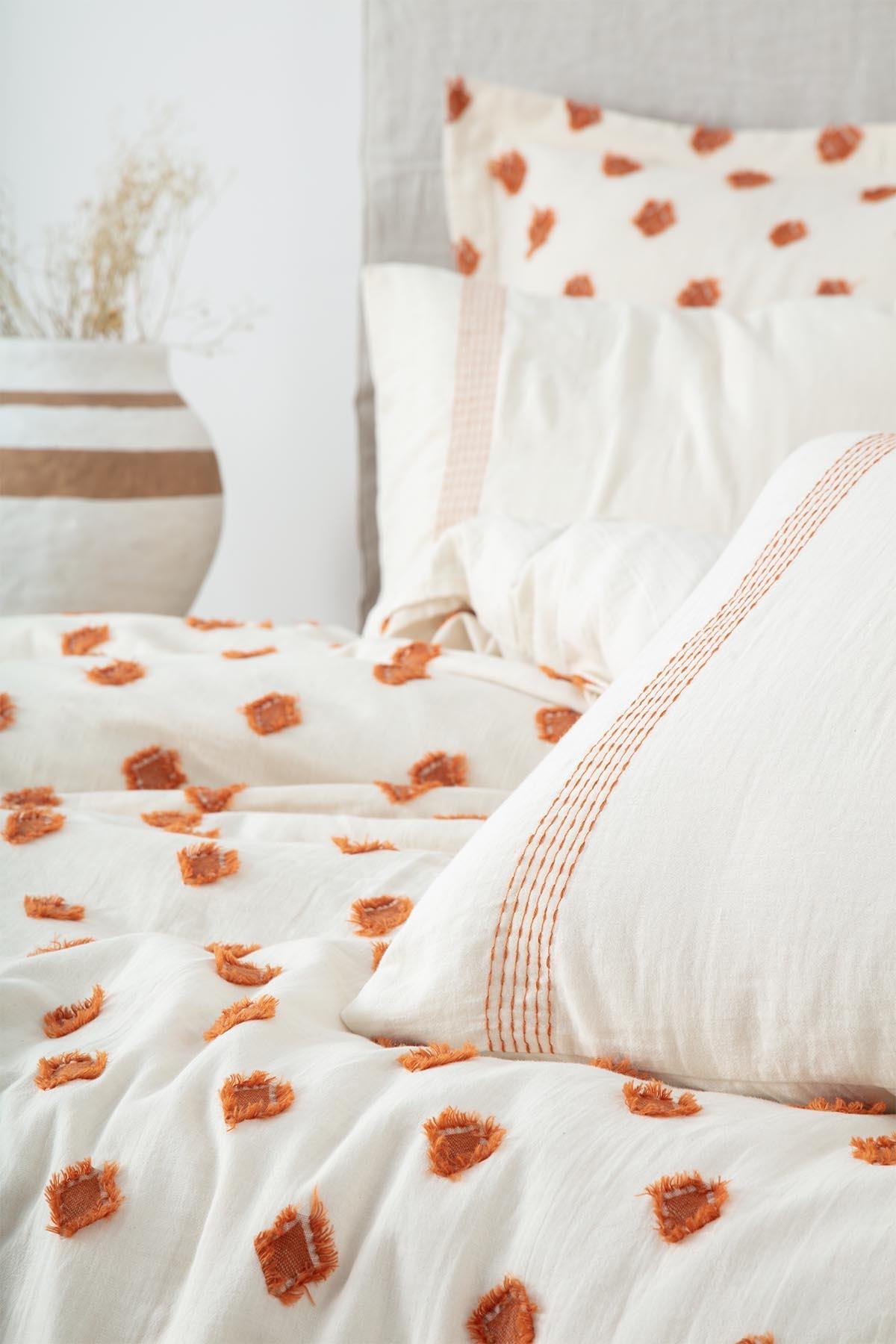 Ecocotton İmre Çift Kişilik Nevresim Takımı %100 Organik Pamuk Müslin Terra 200x220 Cm
