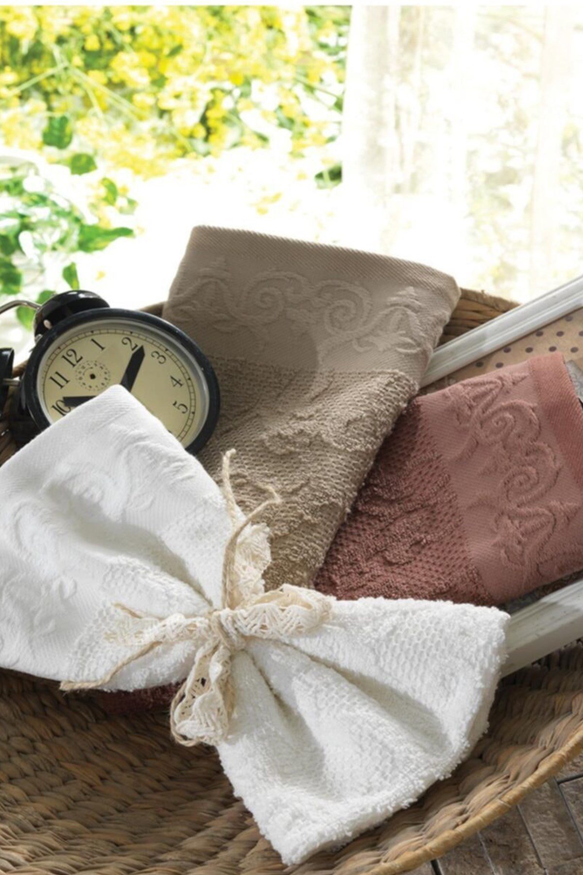 Ecocotton Isabella Mutfak Havlu Seti Beyaz-Bej-Kahve 30*50