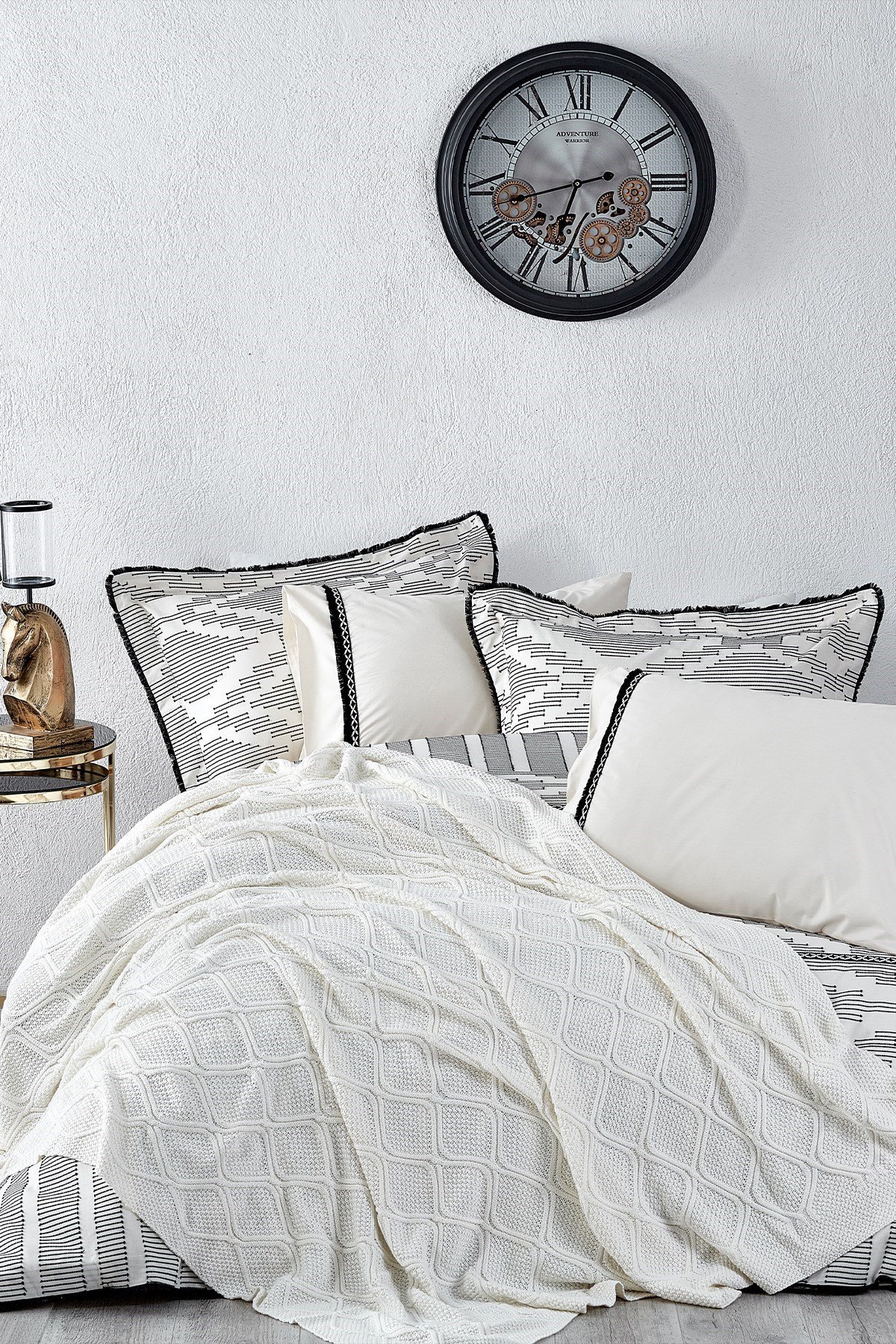 Ecocotton Karen Triko Battaniye Krem Çift Kişilik 200*220