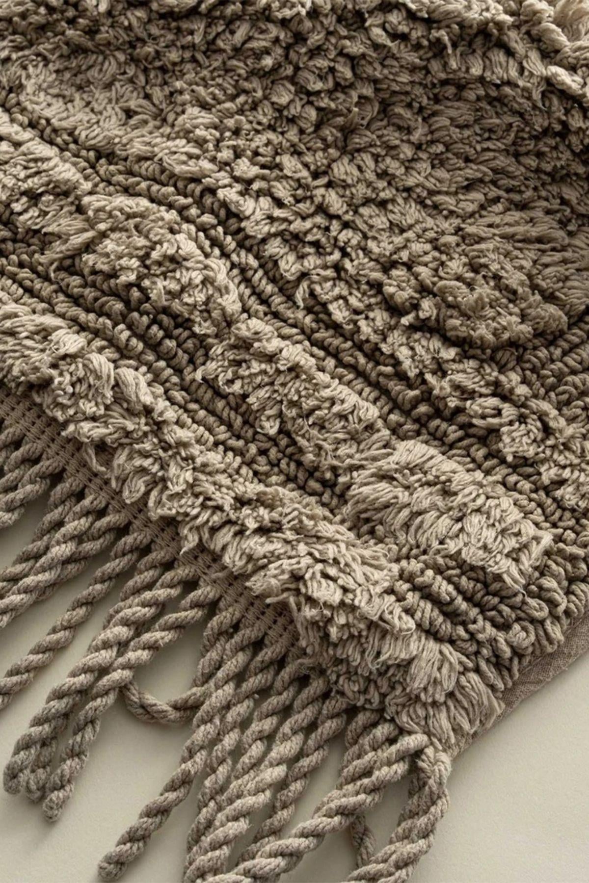 Ecocotton Luna 2'li Banyo Paspas Seti %100 Karde Pamuk Bej60x90-40x60