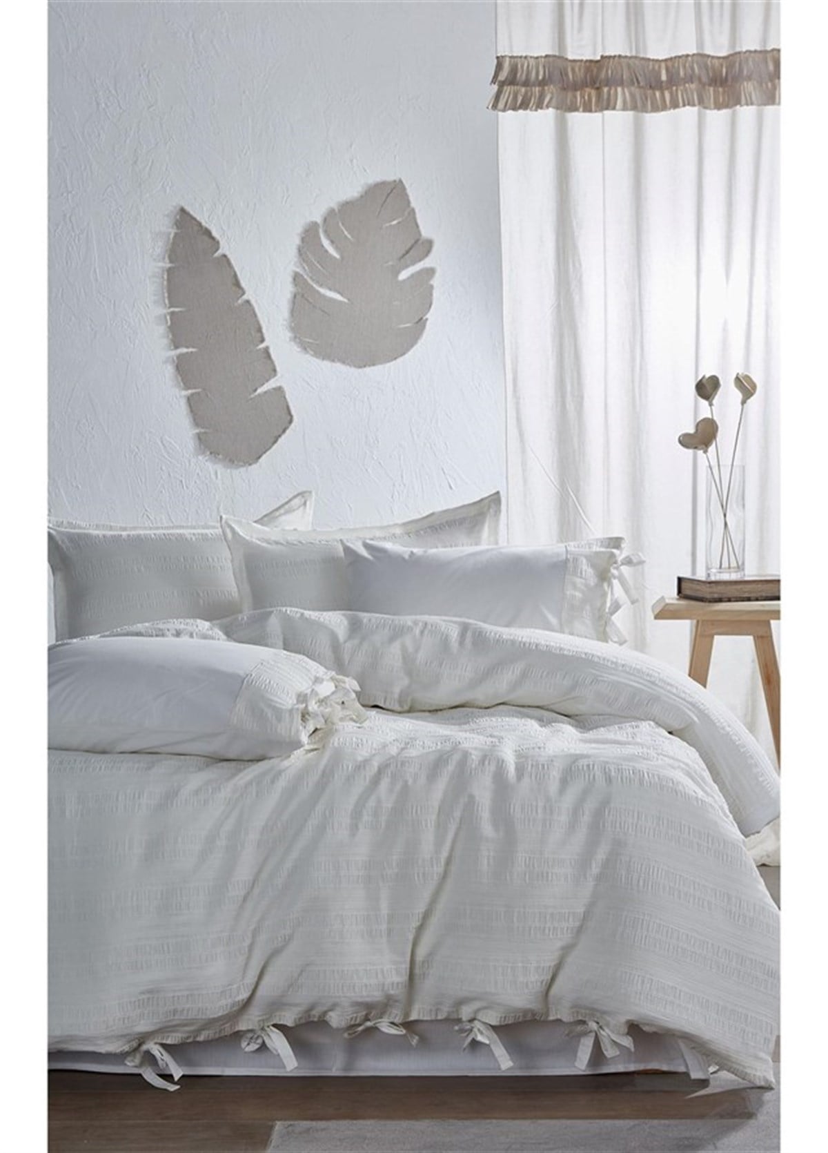 Ecocotton Miha Battal Boy Nevresim Takımı %100 Organik Pamuk Likralı Krem 240x220 Cm