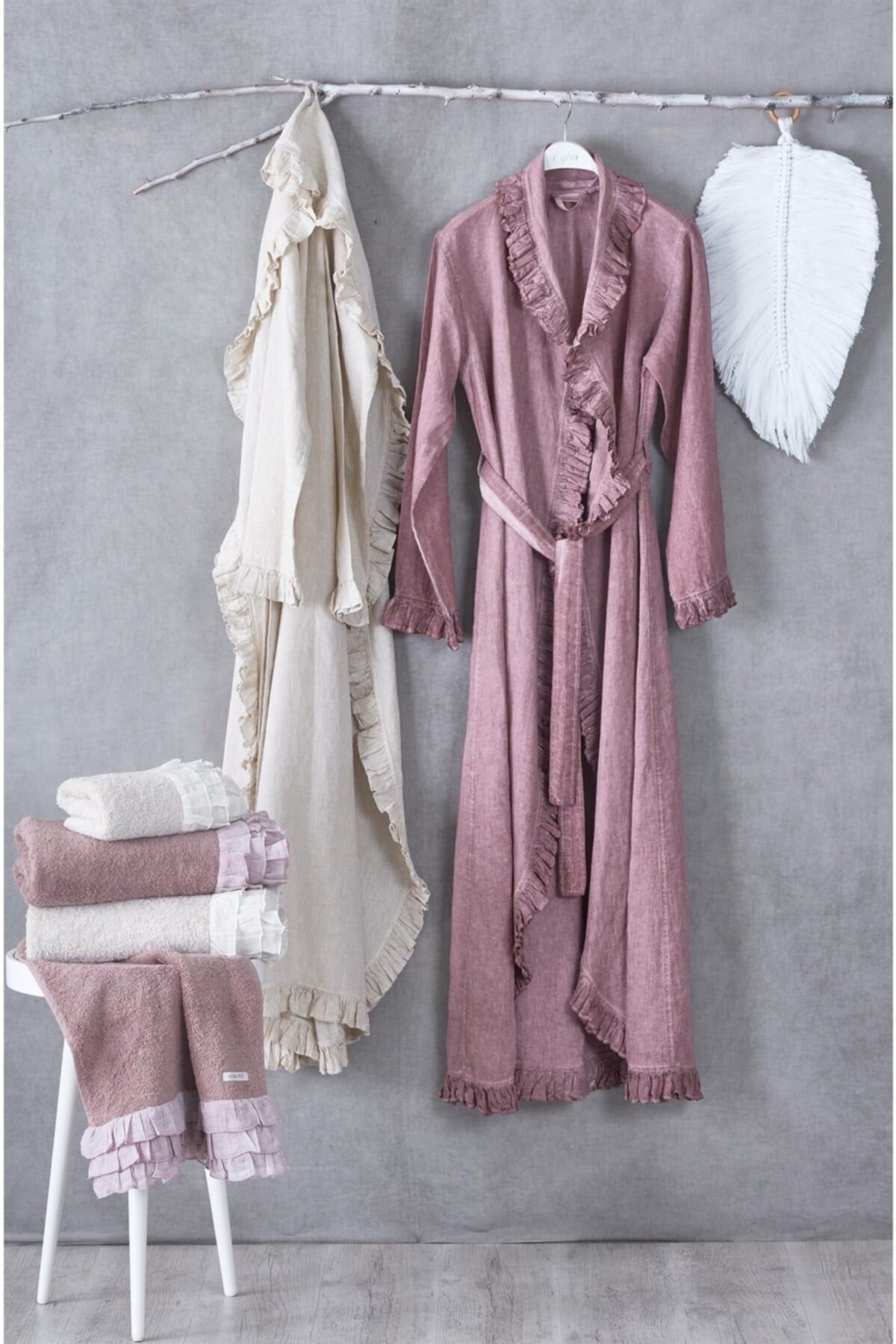 Ecocotton Miranda Keten Fırfırlı Bej