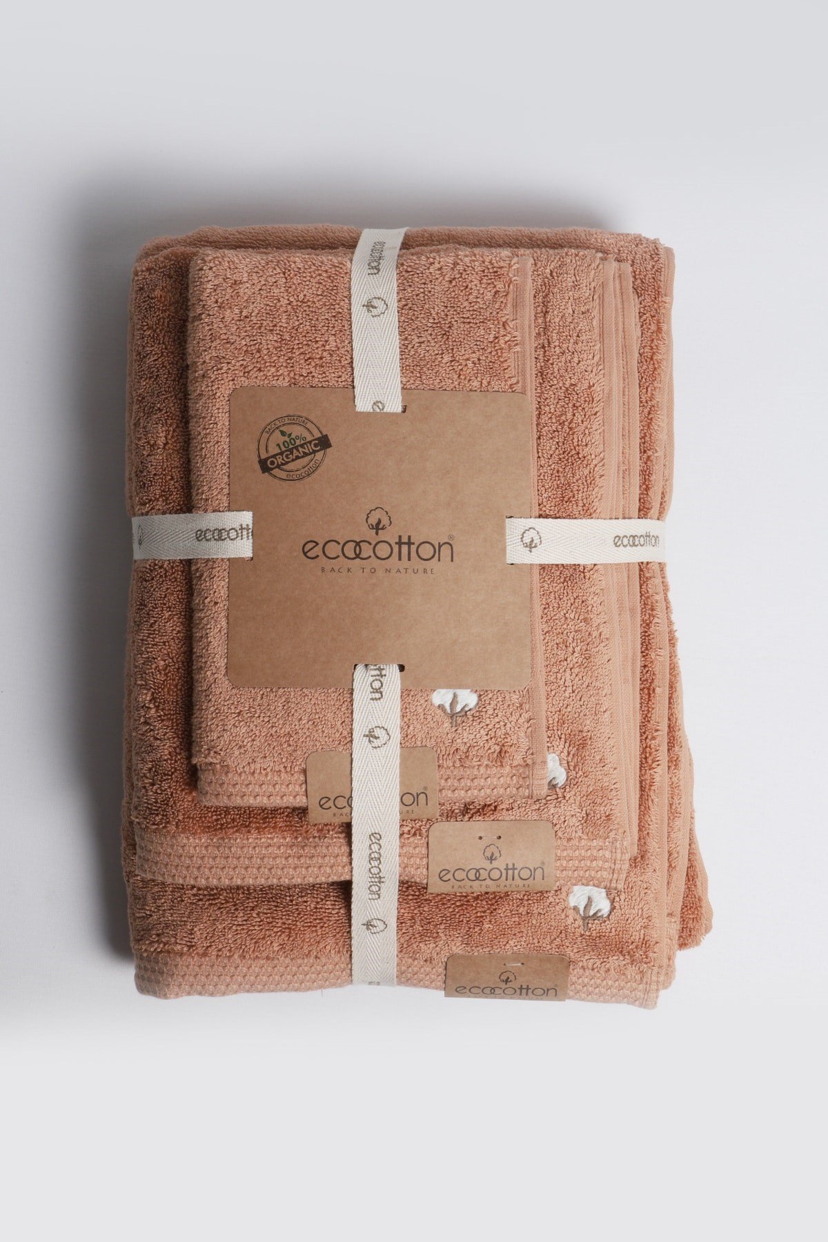Ecocotton Pure Cotton 3'Lü Havlu Set Kahve 30*50-50*90-80*150
