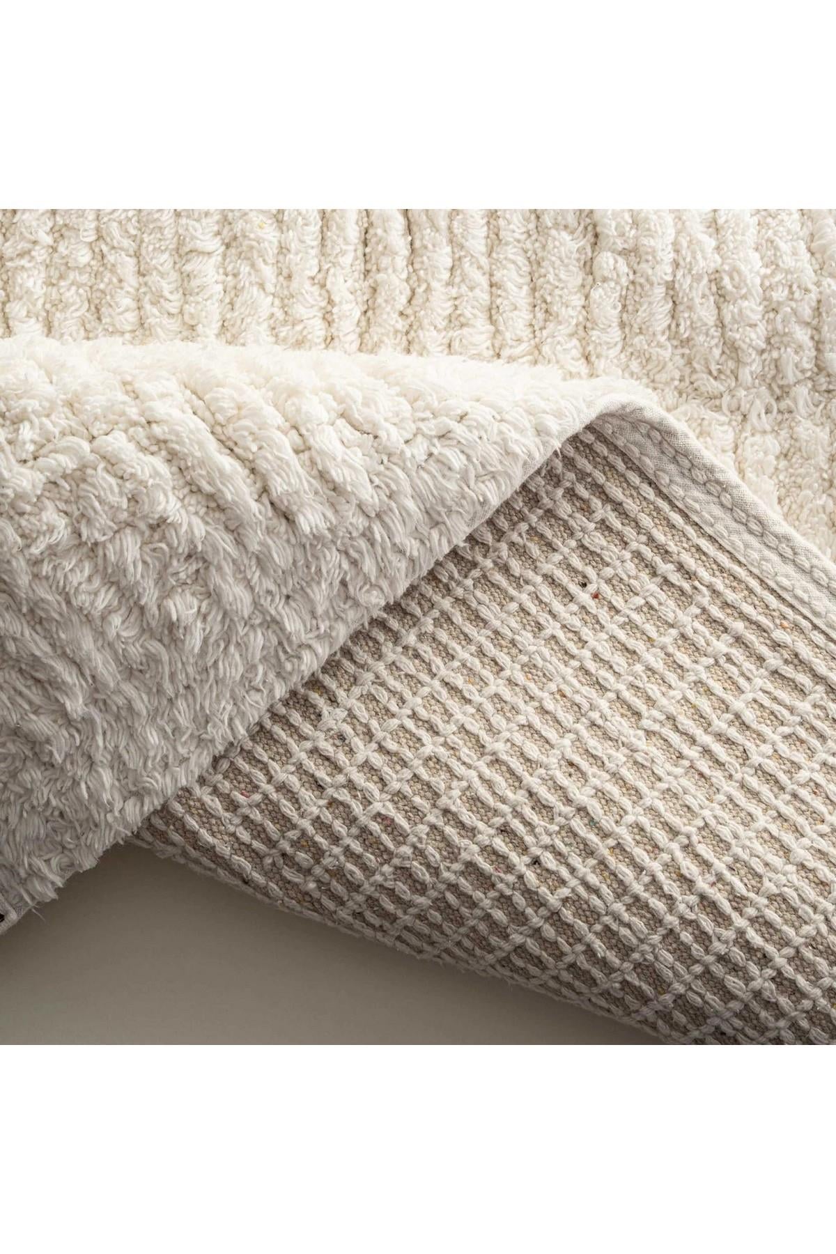 Ecocotton Rita 2'li Banyo Paspas Seti %100 Karde Pamuk Krem60x90-40x60