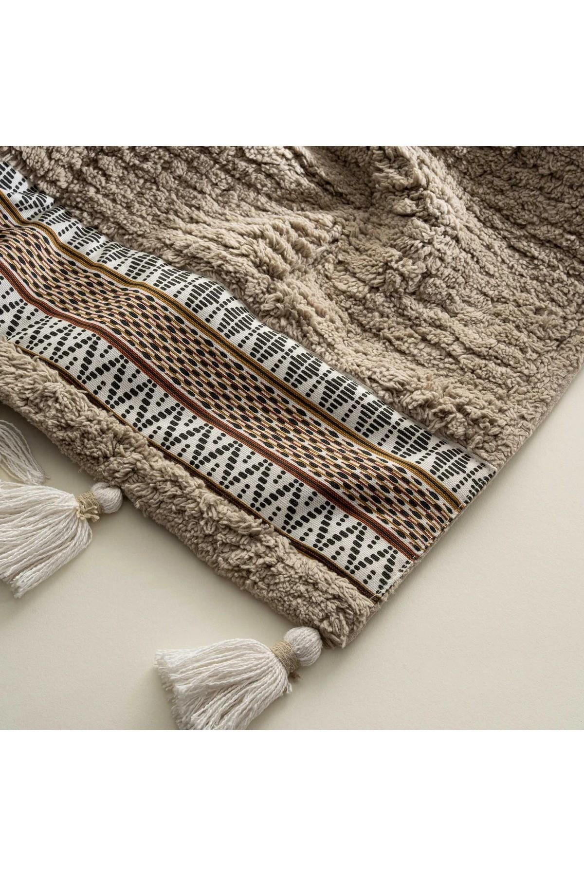 Ecocotton Rita 2'li Banyo Paspas Seti %100 Karde Pamuk Bej60x90-40x60