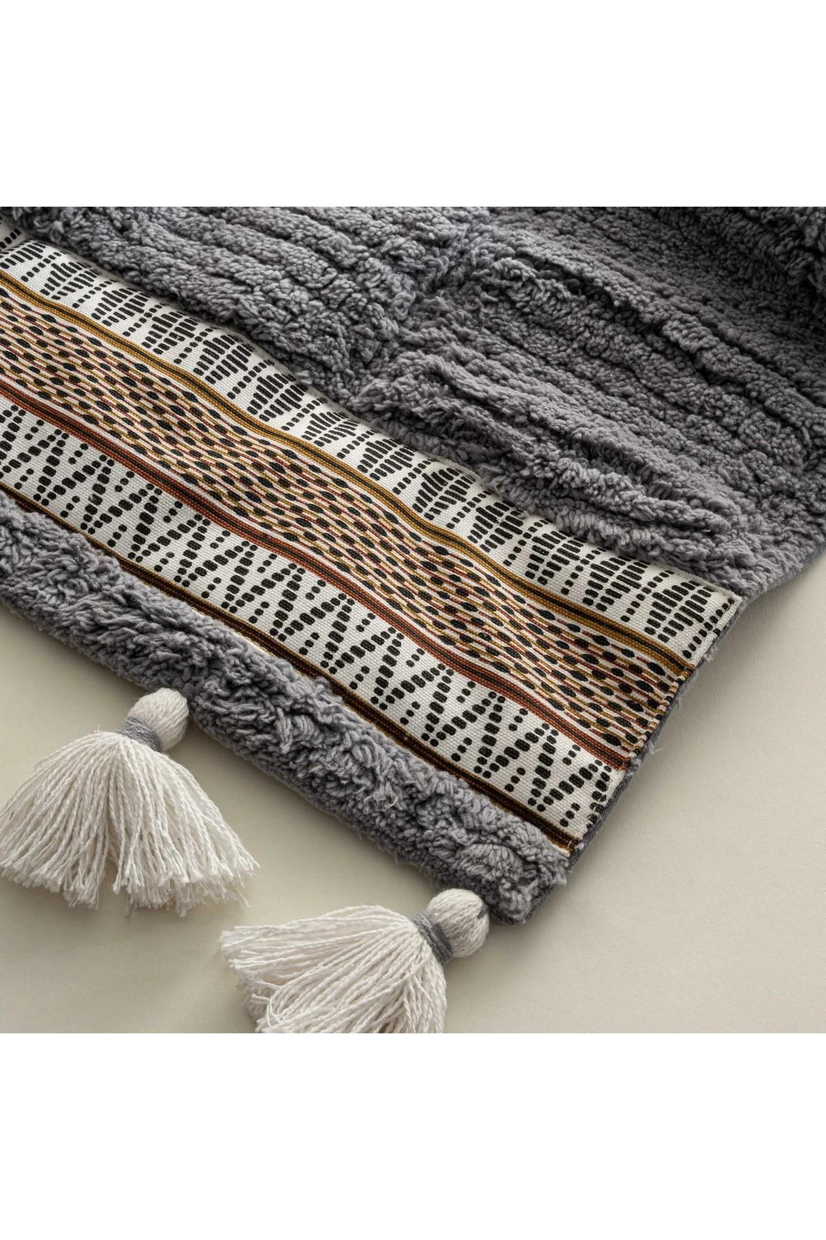 Ecocotton Rita 2'li Banyo Paspas Seti %100 Karde Pamuk Antrasit60x90-40x60