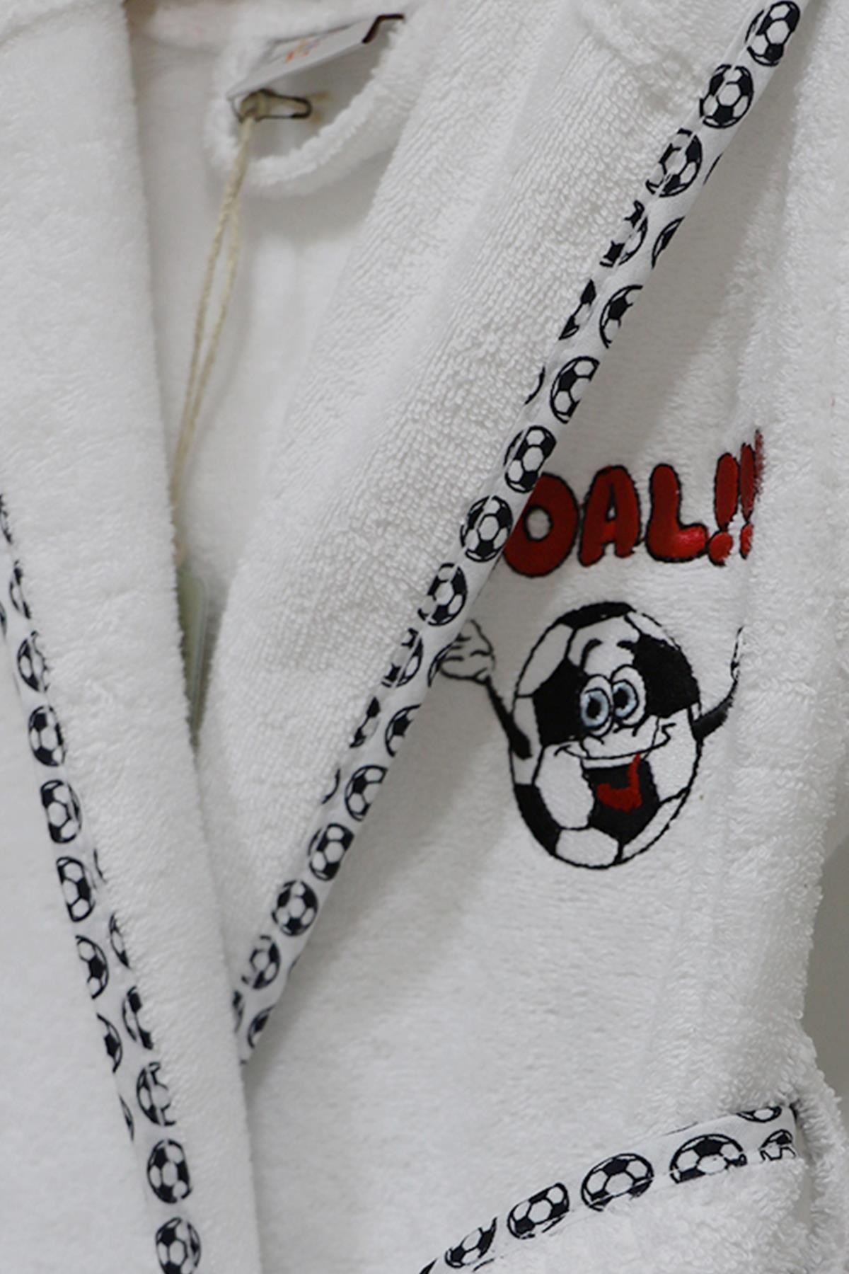 Funny Football Çocuk Bornozu Beyaz 3/4 Yaş