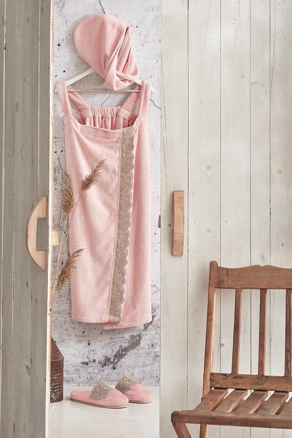 Green Black Bukle Rüya Sauna Seti Pudra Small/Medium