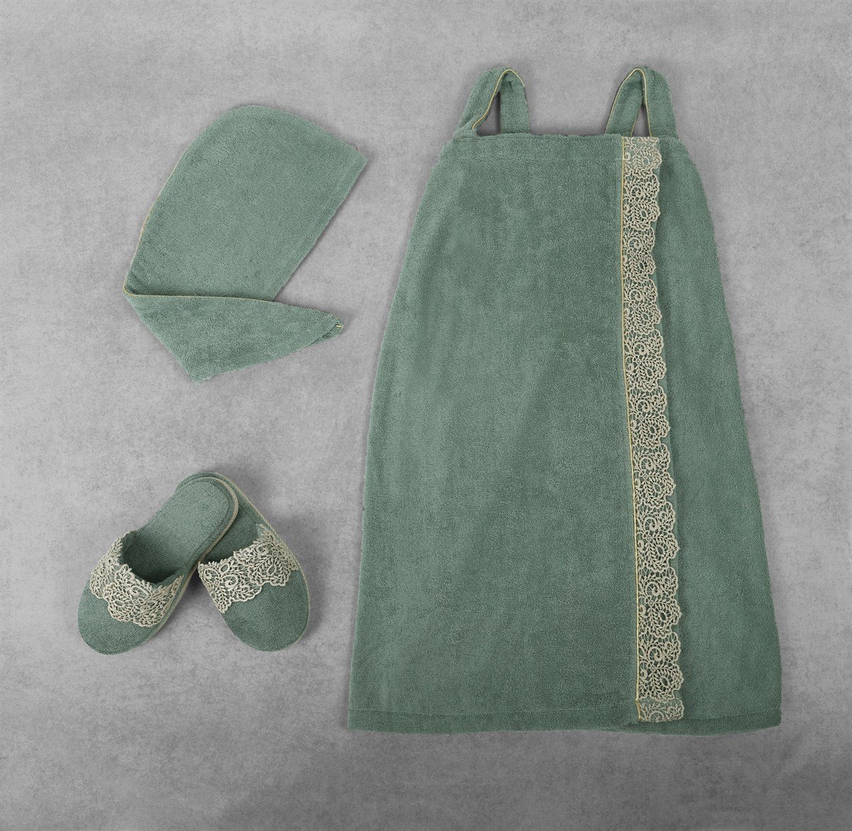 Green Black Bukle Rüya Sauna Seti Yeşil Small/Medium