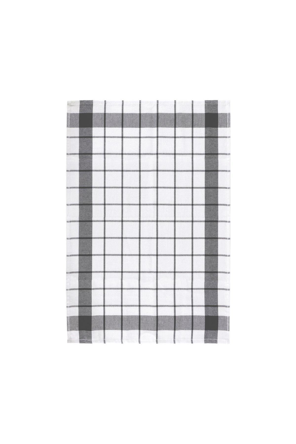 Green Black Esila 2'li Kurulama Bezi %100 Pamuklu İplik Boyalı Özel Dokuma Gri-Antrasit 45x65 cm