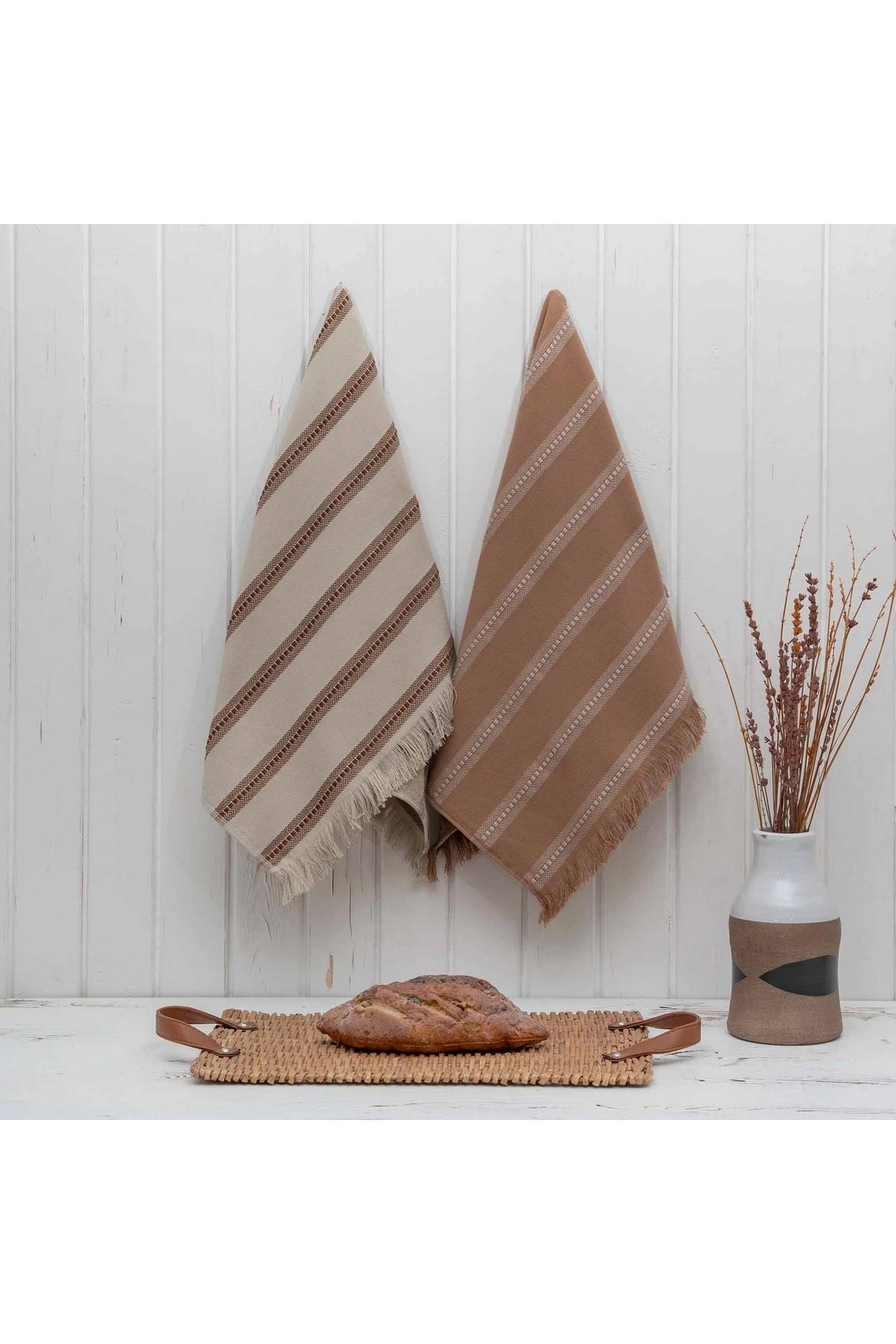 Green Black Neva 2'li Mutfak Havlusu Bej-Kahve