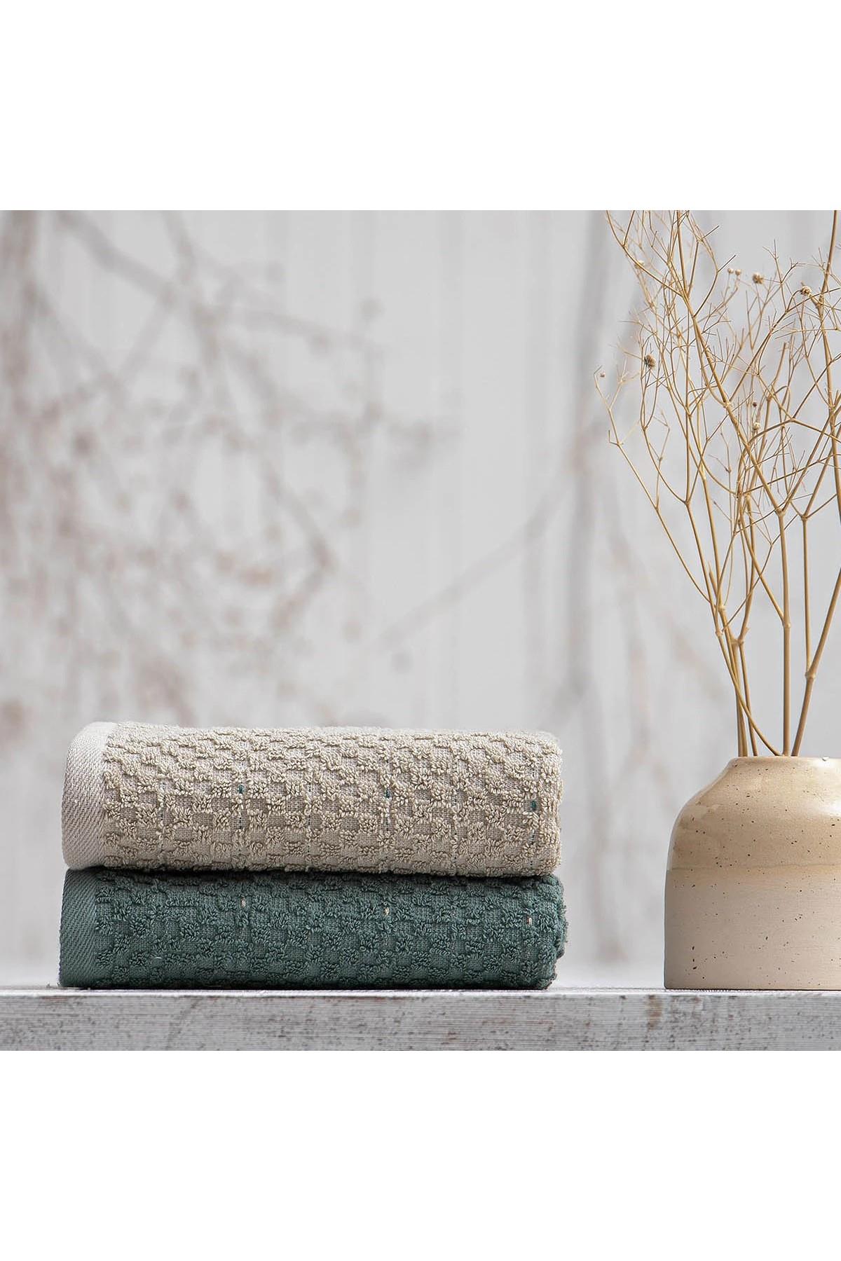 Green Black Parla 2'li Mutfak Havlusu Bej-Yeşil