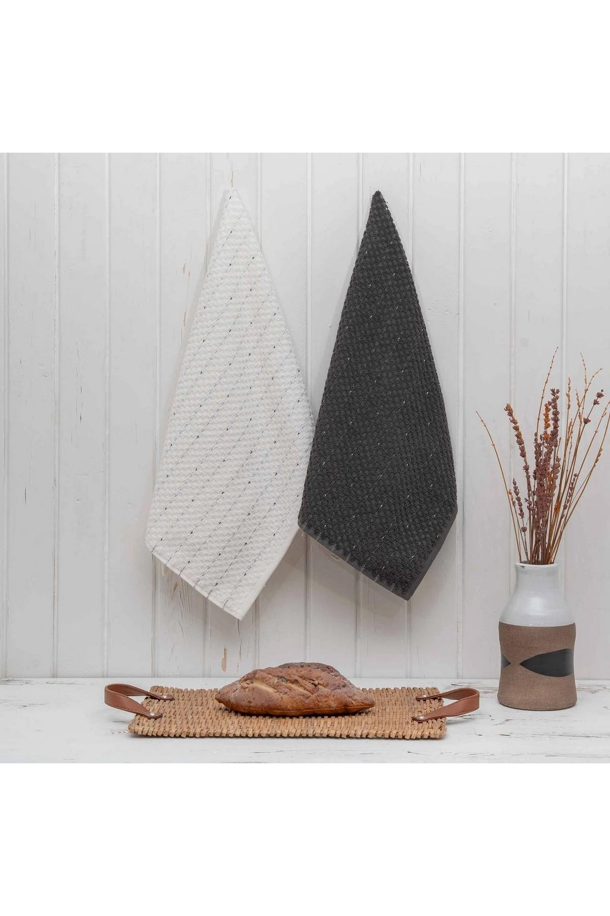 Green Black Parla 2'li Mutfak Havlusu Krem-Antrasit