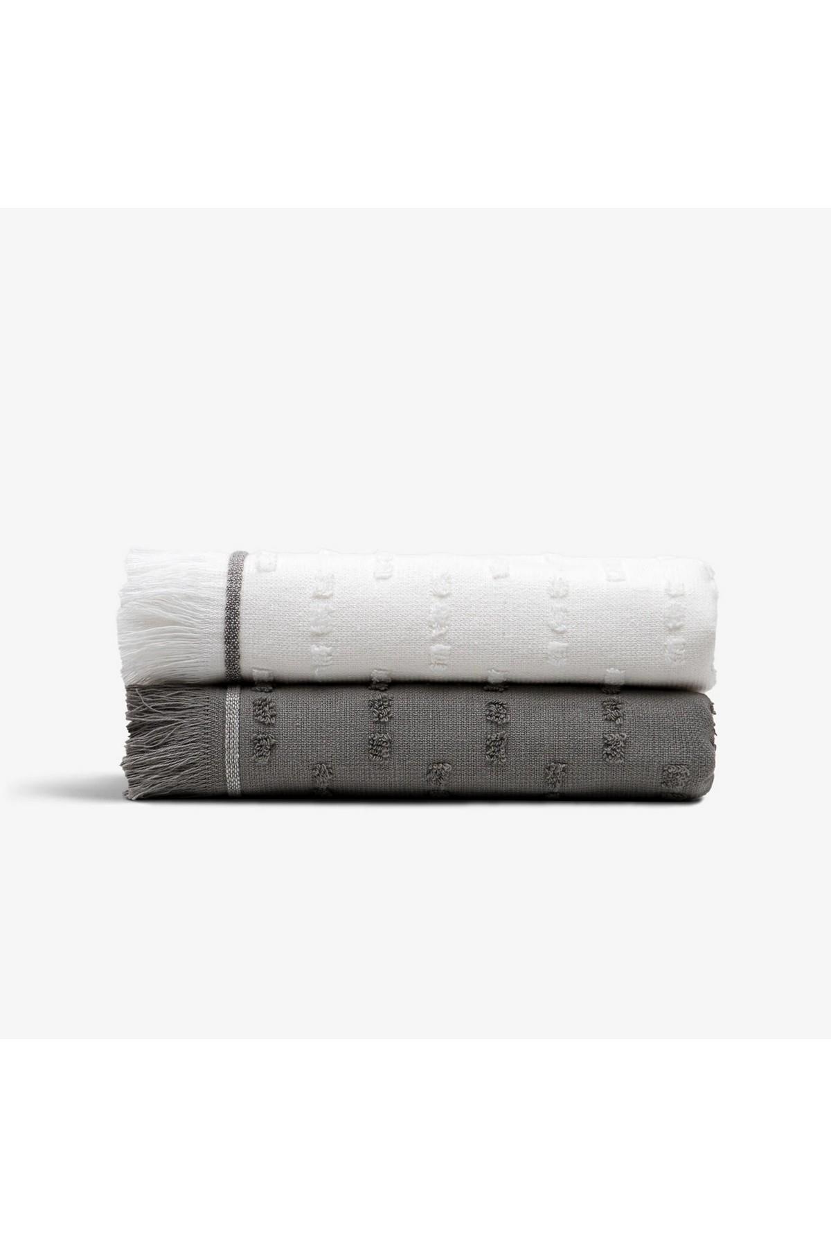 Green Black Pera 2'li Mutfak Havlusu Krem-Antrasit