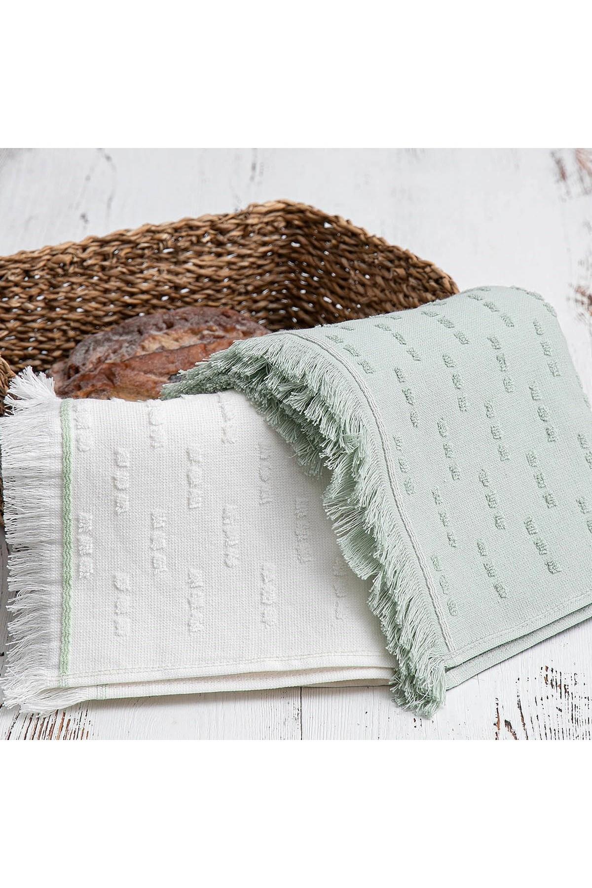 Green Black Pera 2'li Mutfak Havlusu Krem-Mint